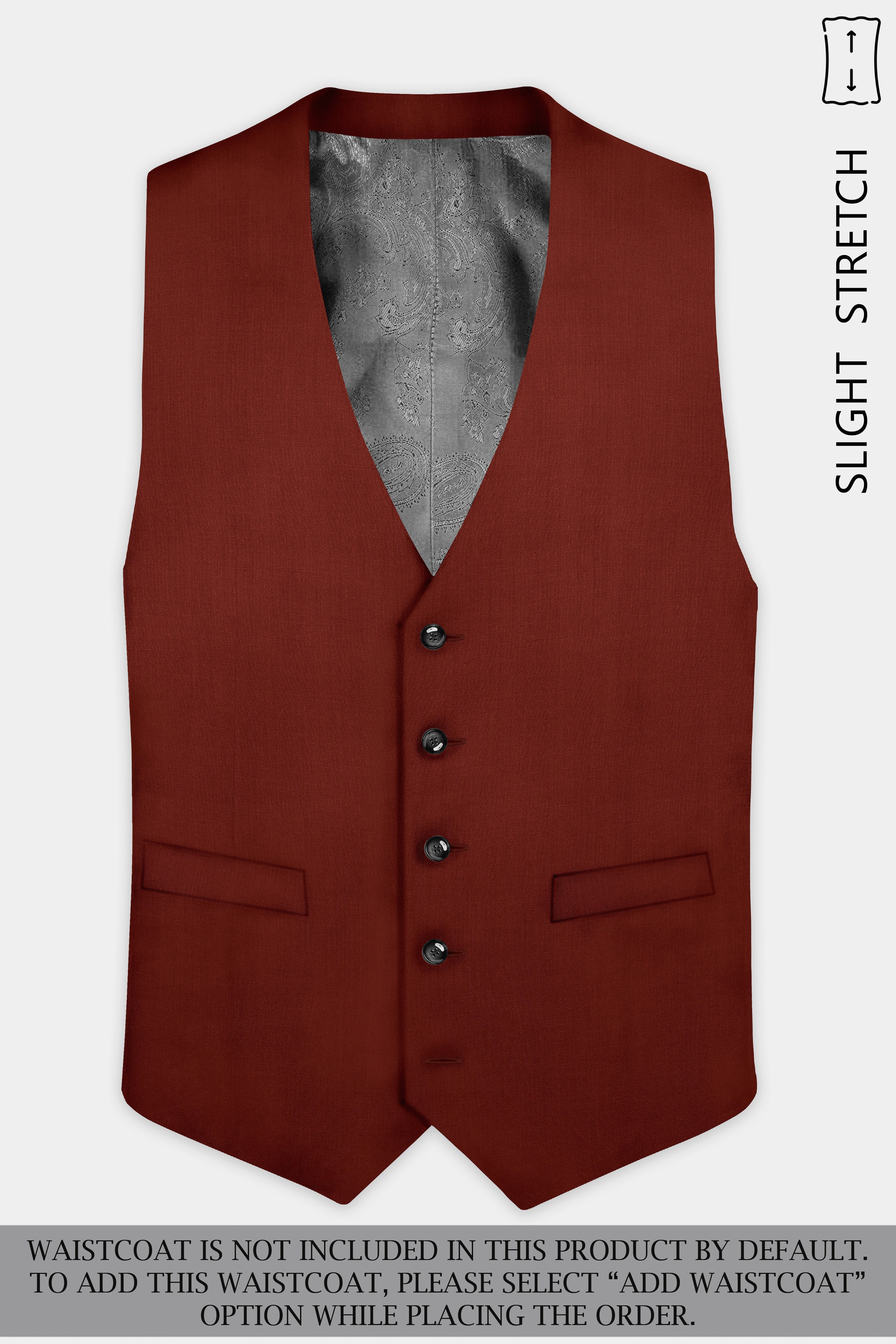 Inferno Rust-Brick Red Solid Wool Rich Single Breasted Slight Stretch Suit