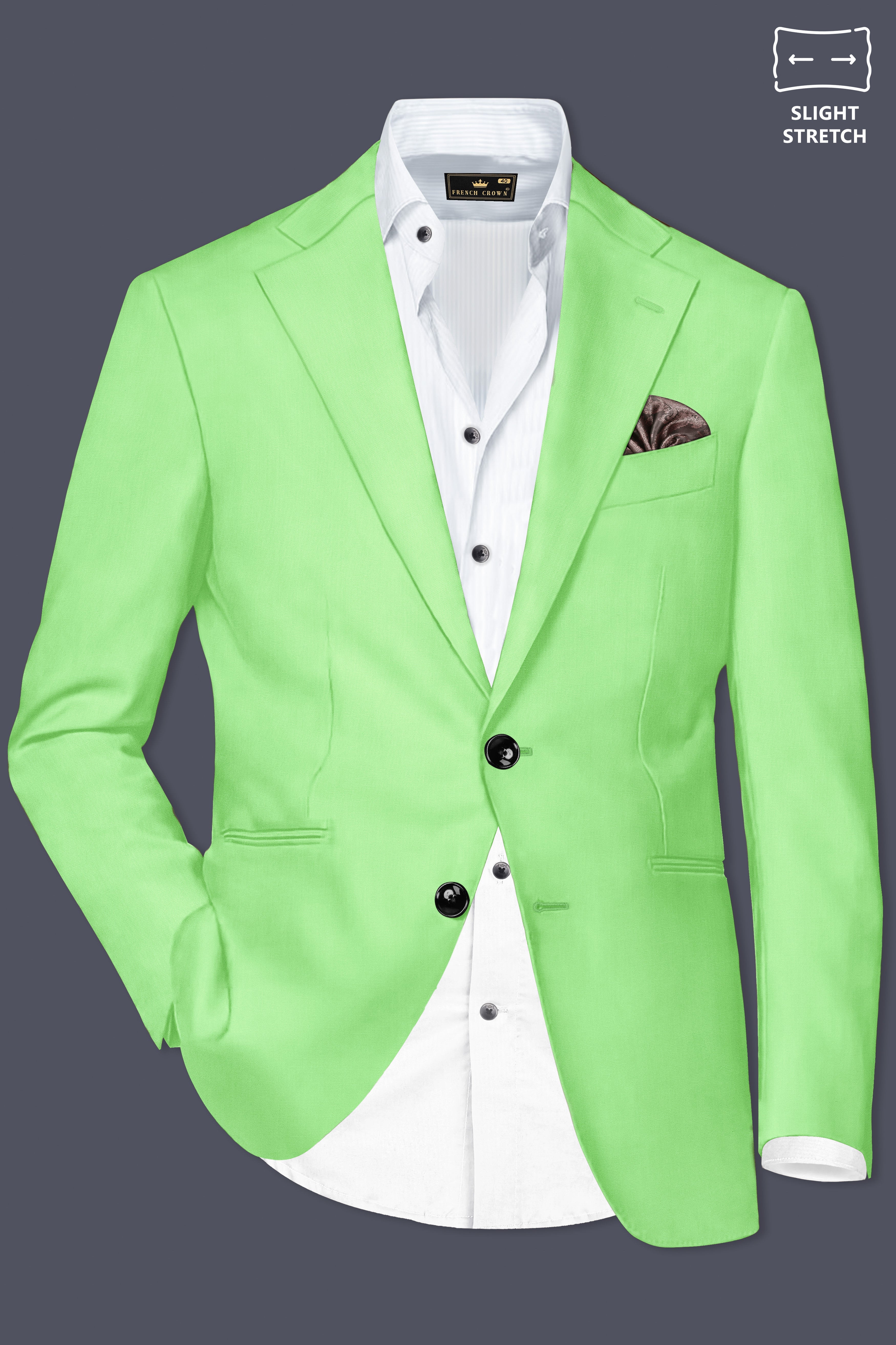 Emerald-Mint Green Solid Wool Rich Single Breasted Slight Stretch Suit