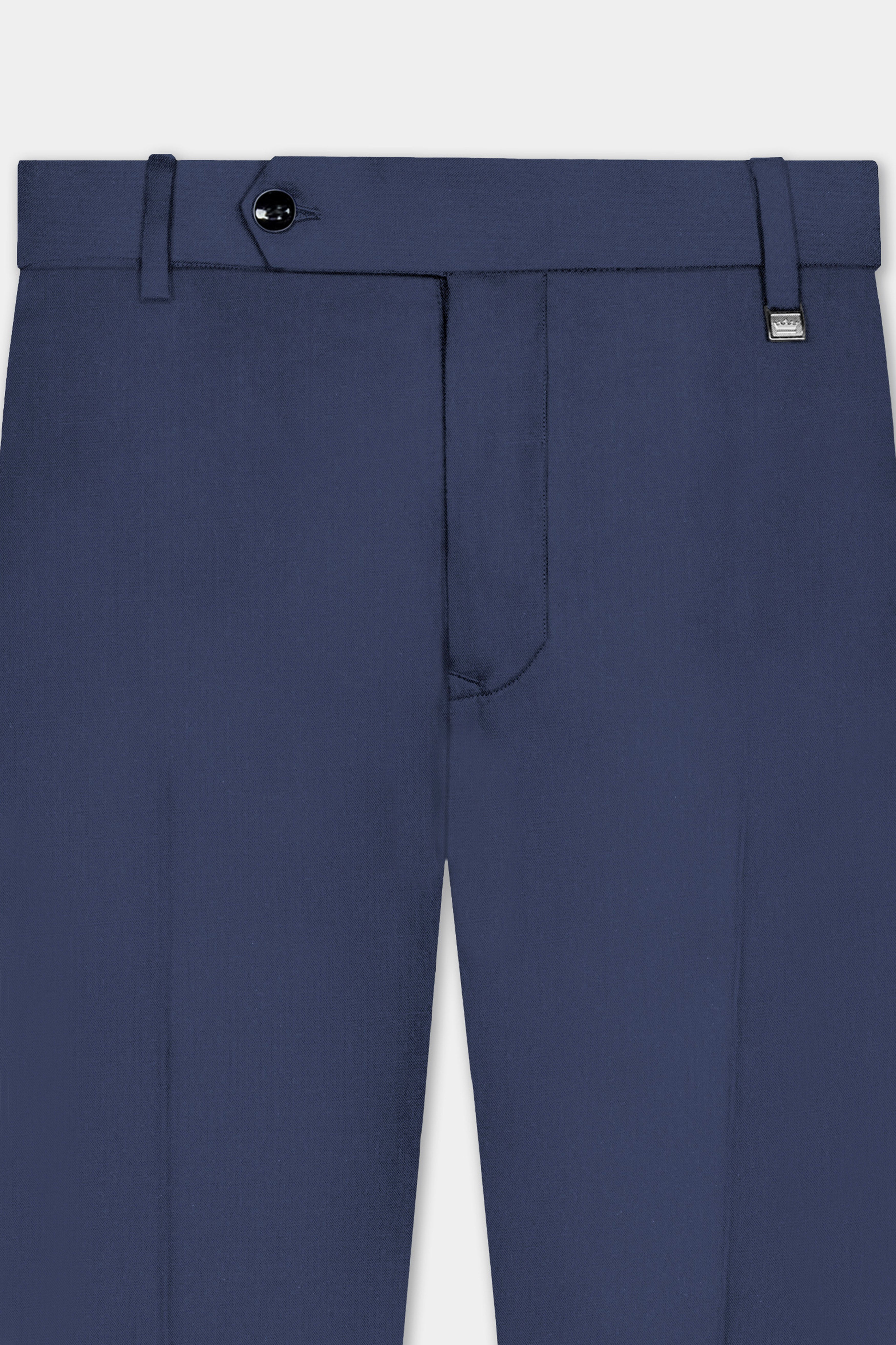 Sapphire-Glaucous Blue Solid Wool Rich Bandhgala Slight Stretch Suit