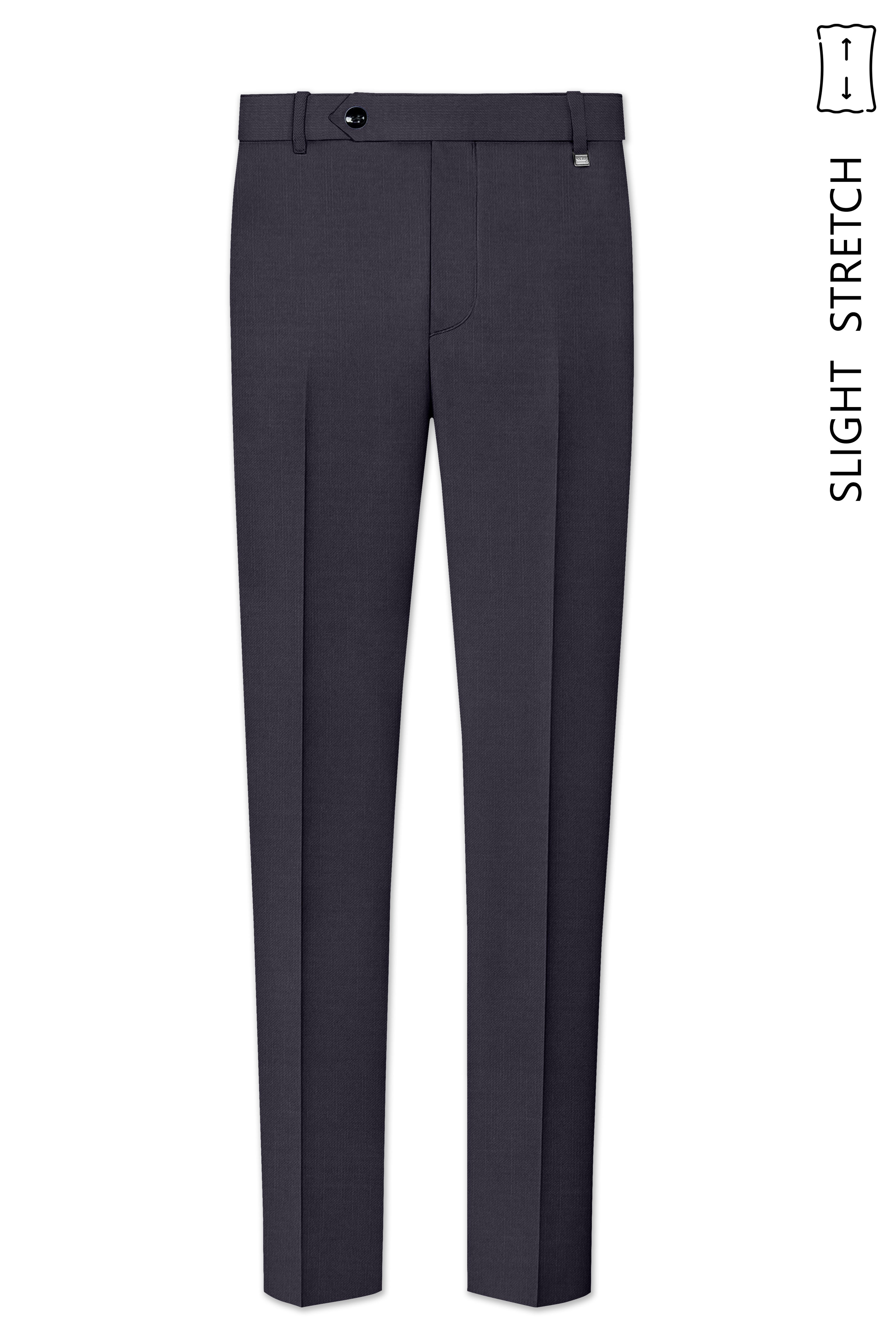 Vogue-Glaucous Gray Solid Wool Rich Bandhgala Slight Stretch Suit