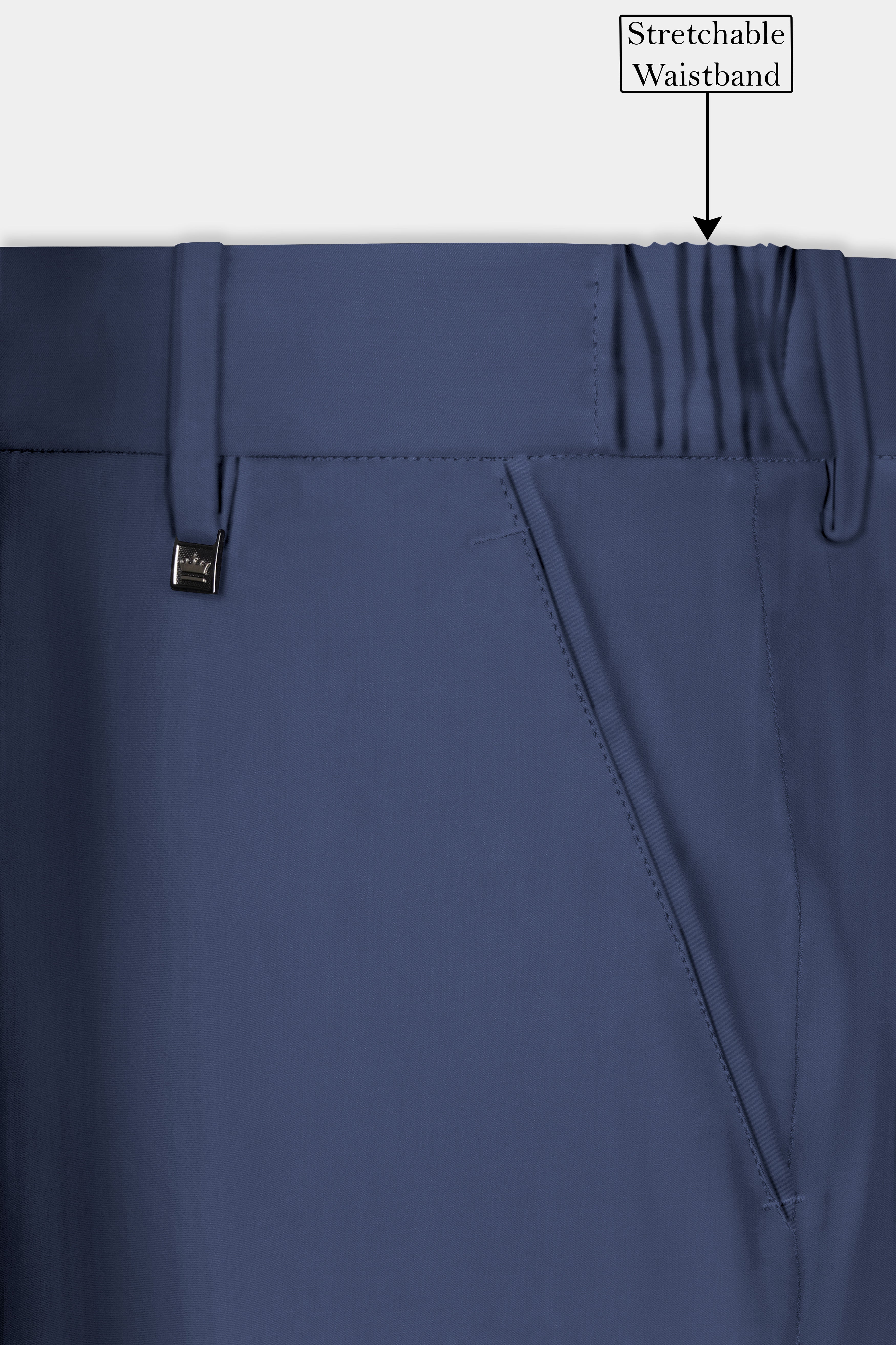 Sapphire-Glaucous Blue Solid Wool Rich Bandhgala Slight Stretch Suit