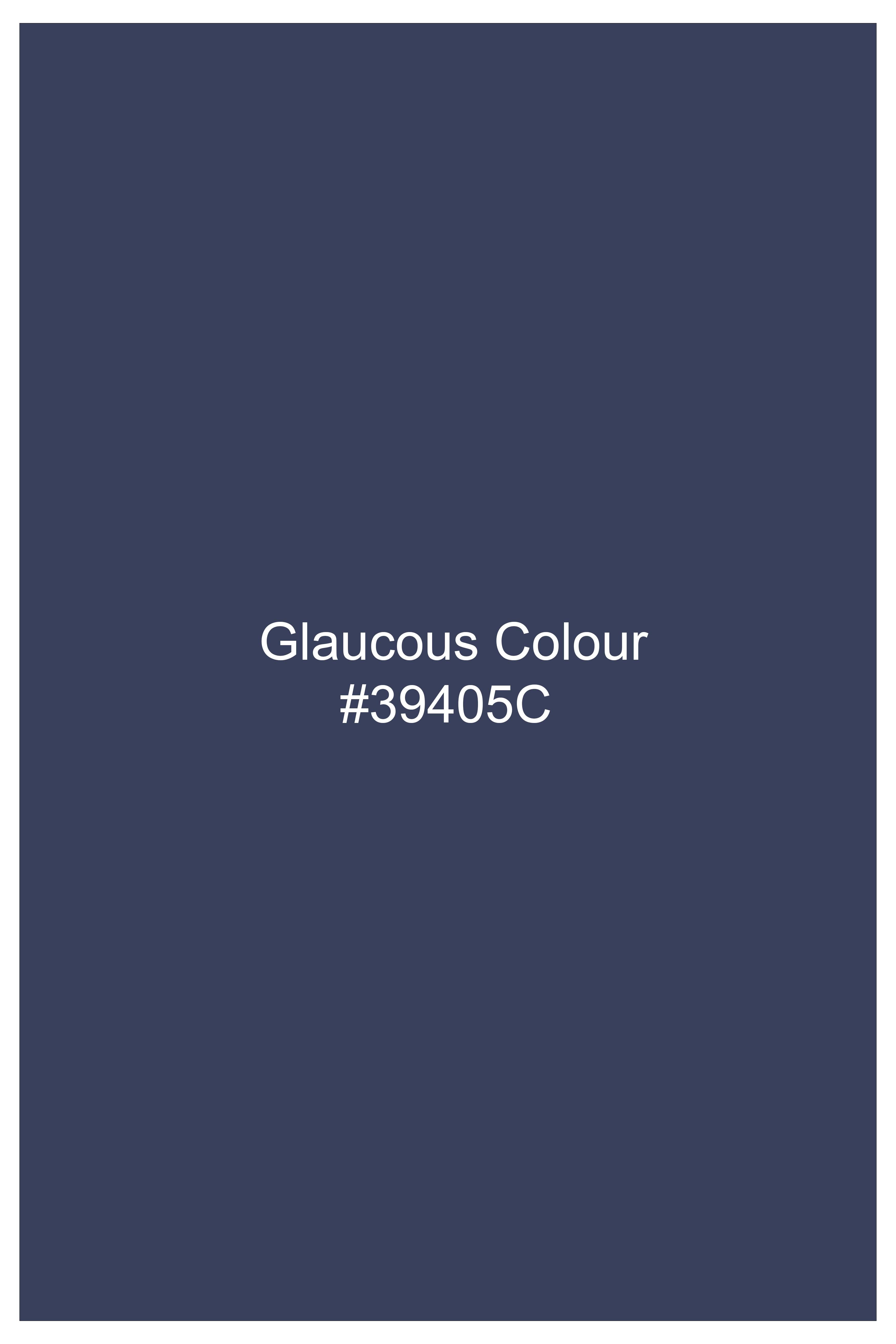 Sapphire-Glaucous Blue Solid Wool Rich Bandhgala Slight Stretch Suit