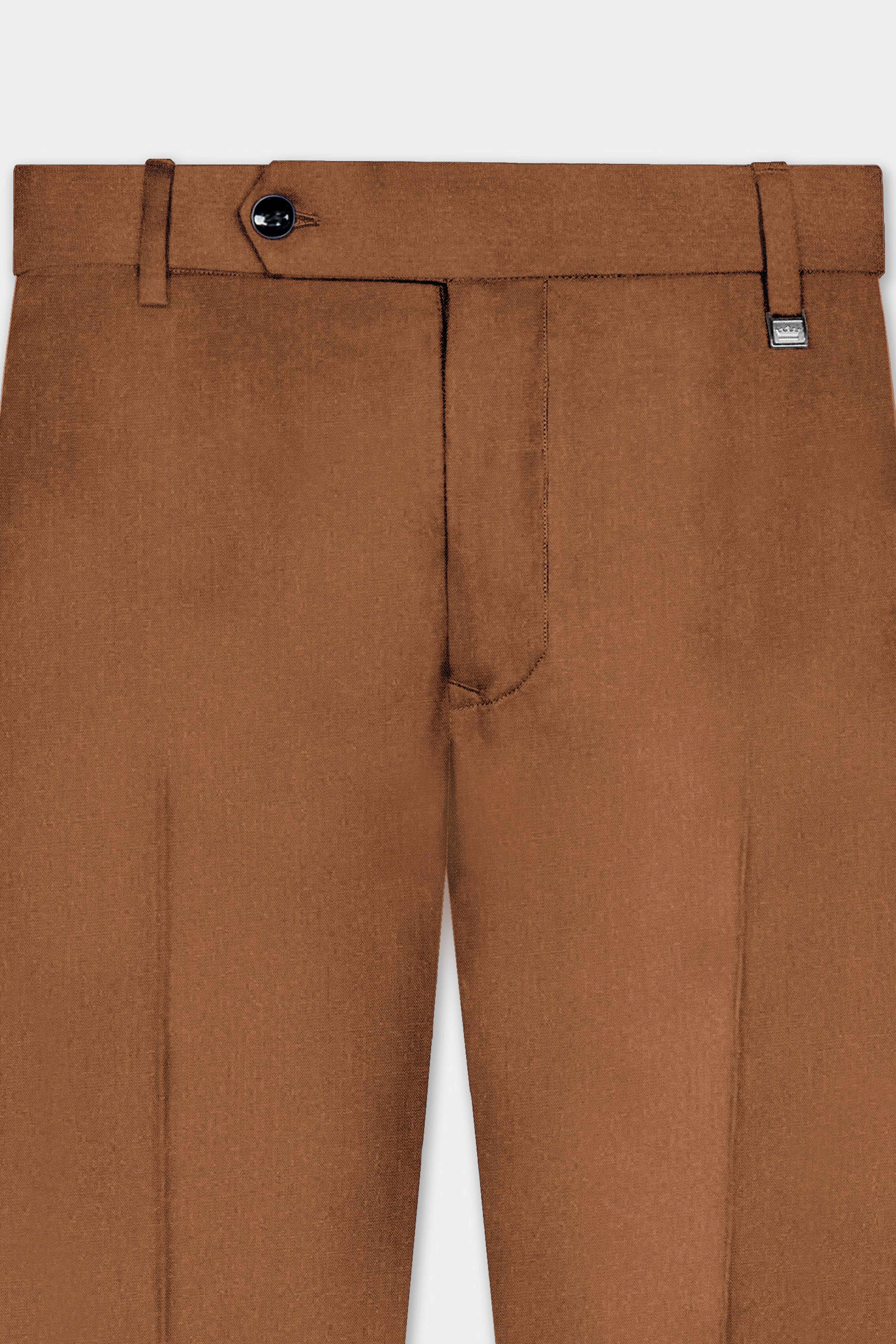 Cinnamon Oak-Sienna Brown Solid Wool Rich Bandhgala Slight Stretch Suit