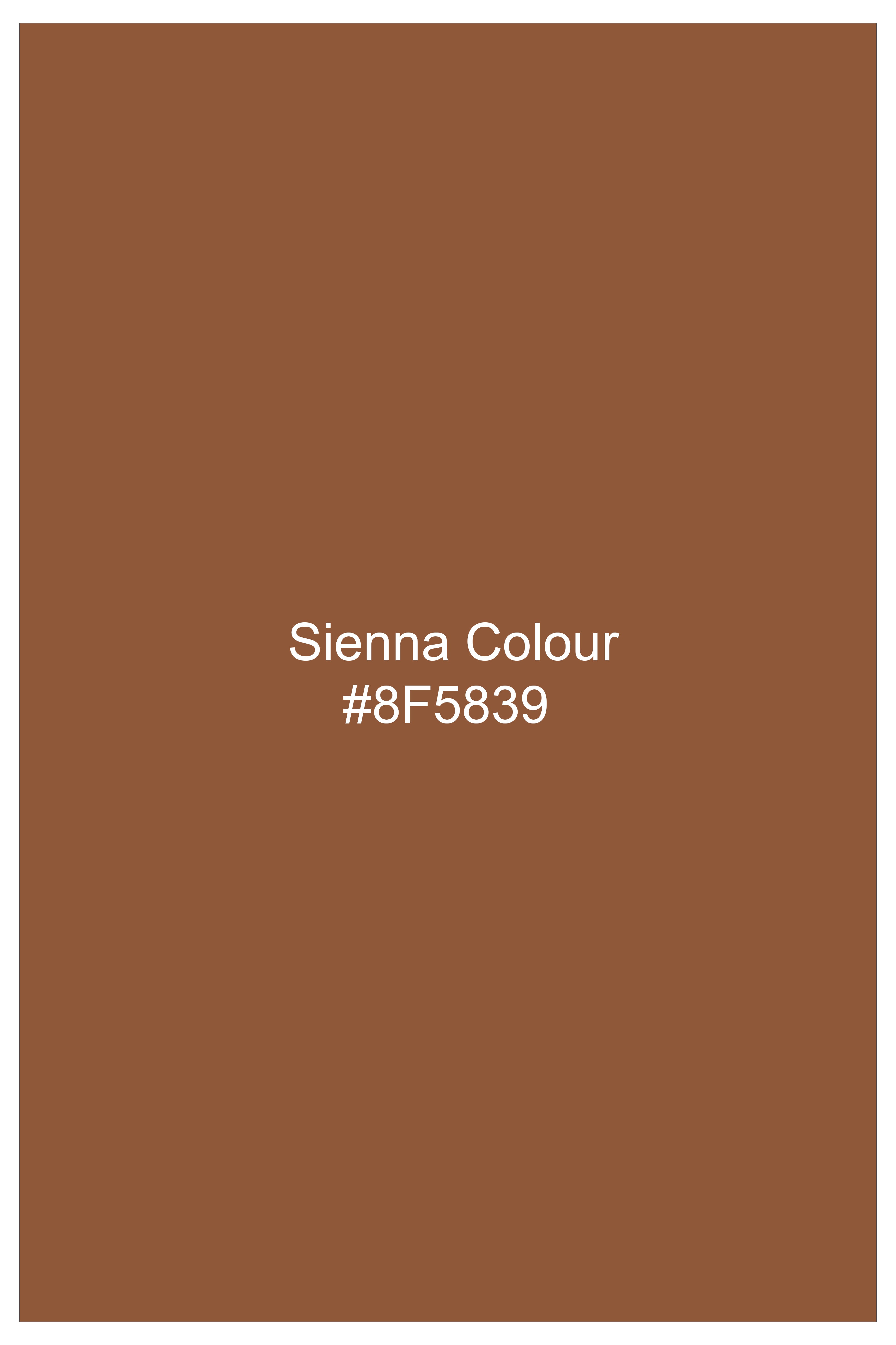 Cinnamon Oak-Sienna Brown Solid Wool Rich Bandhgala Slight Stretch Suit