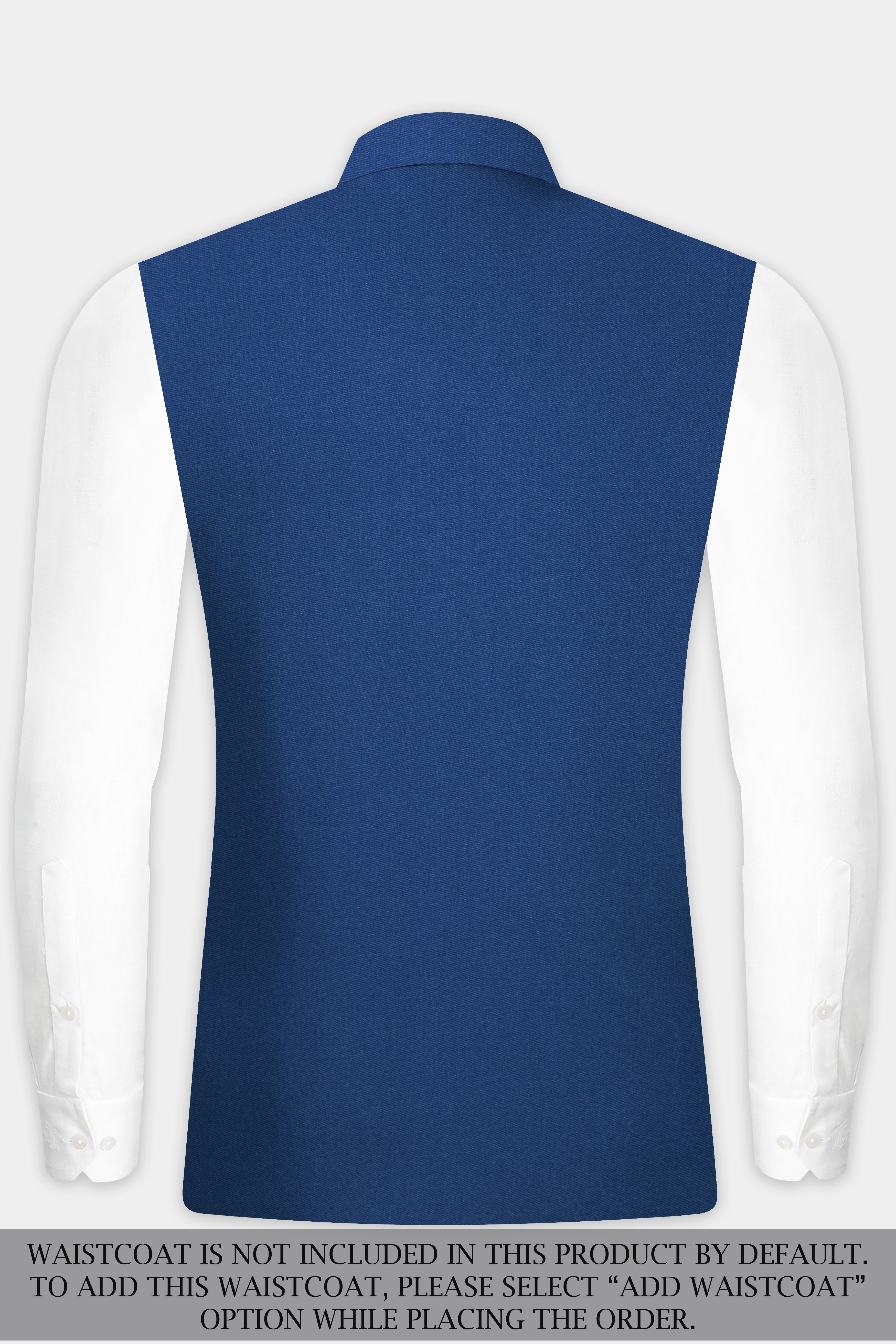 Cerulean Elite-Cobalt Blue Solid Wool Rich Bandhgala Slight Stretch Suit