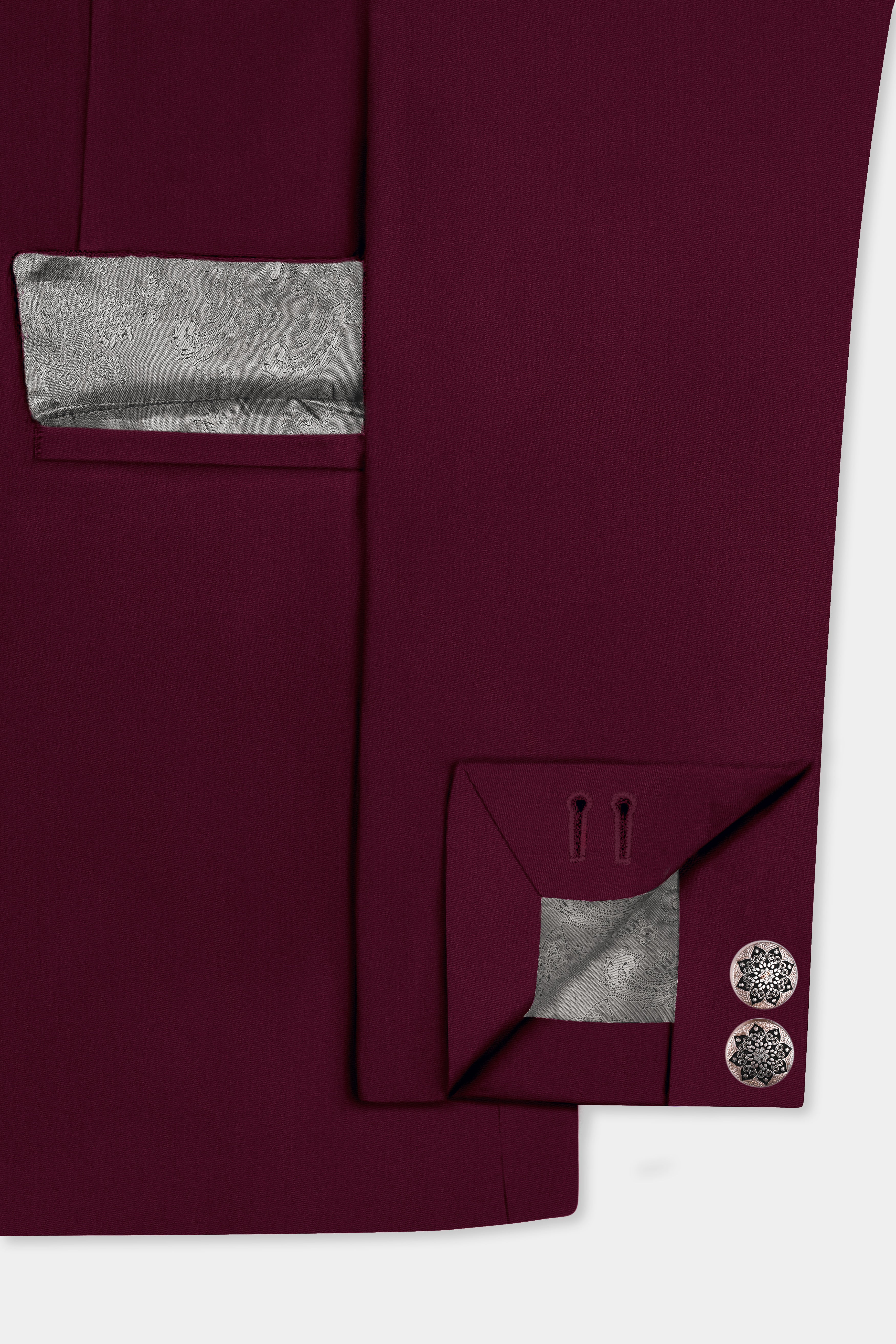 Regal Maroon-Tamarind Solid Wool Rich Bandhgala Slight Stretch Suit
