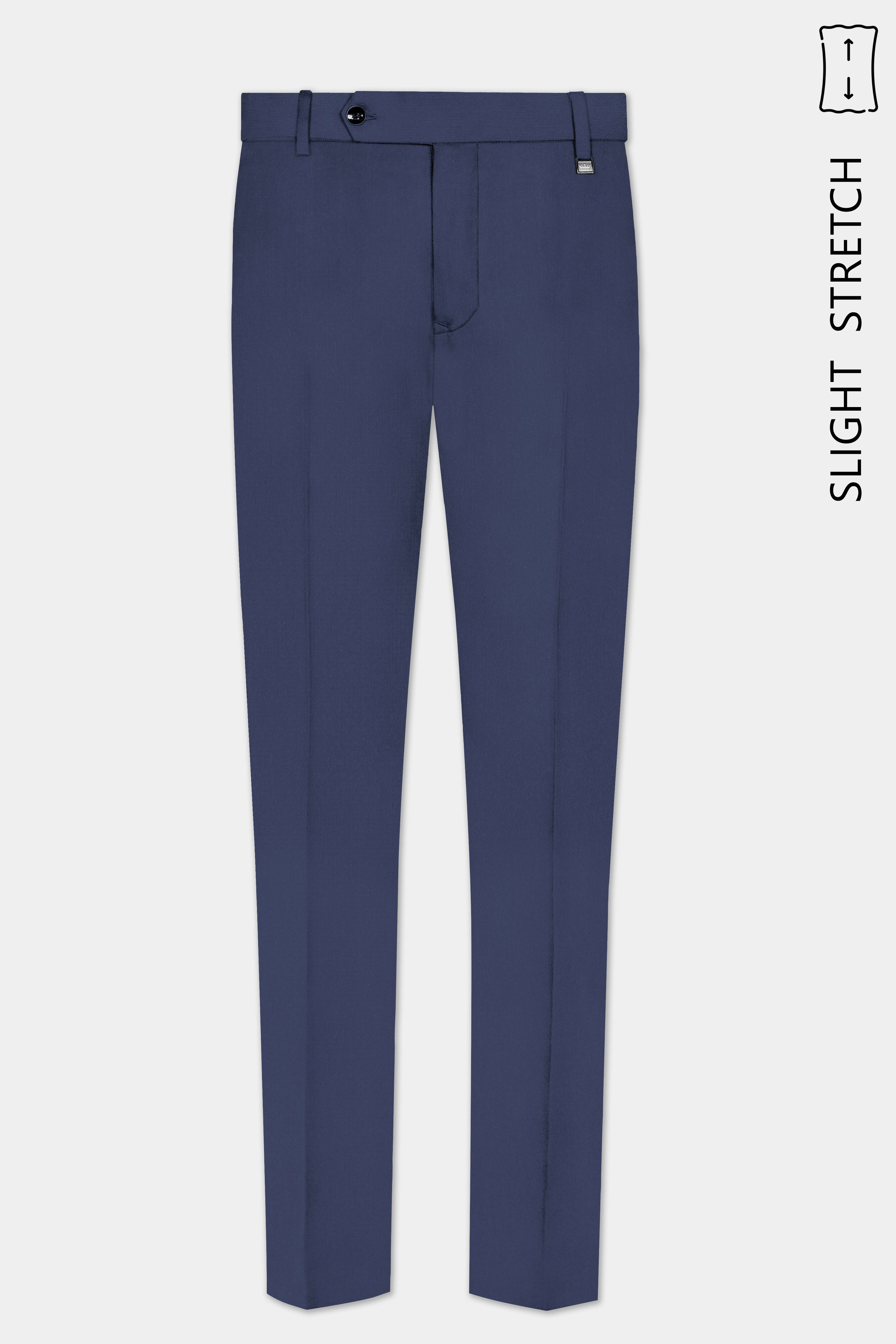 Sapphire-Glaucous Blue Solid Wool Rich Tuxedo Slight Stretch Suit