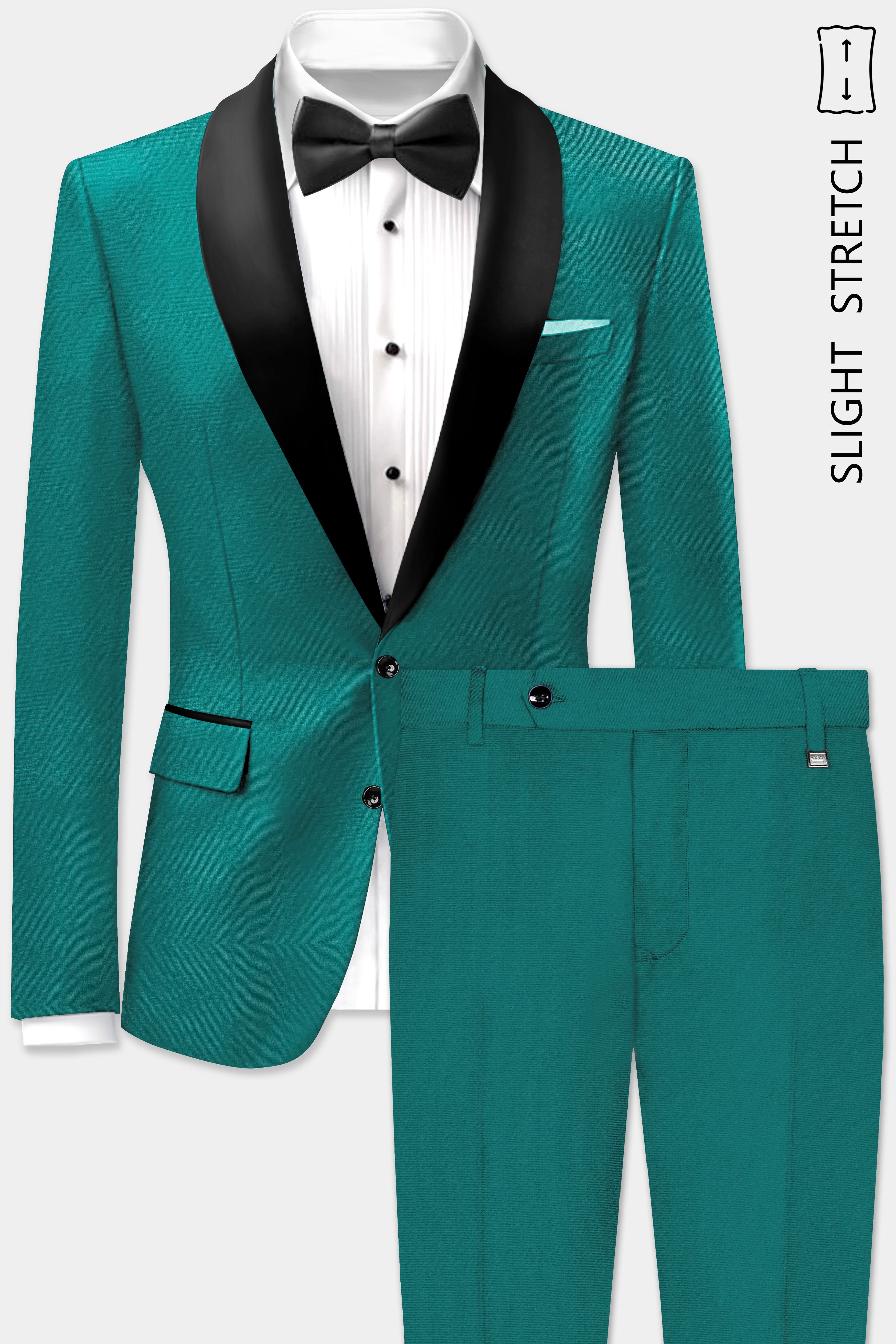 Verdant Classic-Surfie Green Solid Wool Rich Tuxedo Slight Stretch Suit