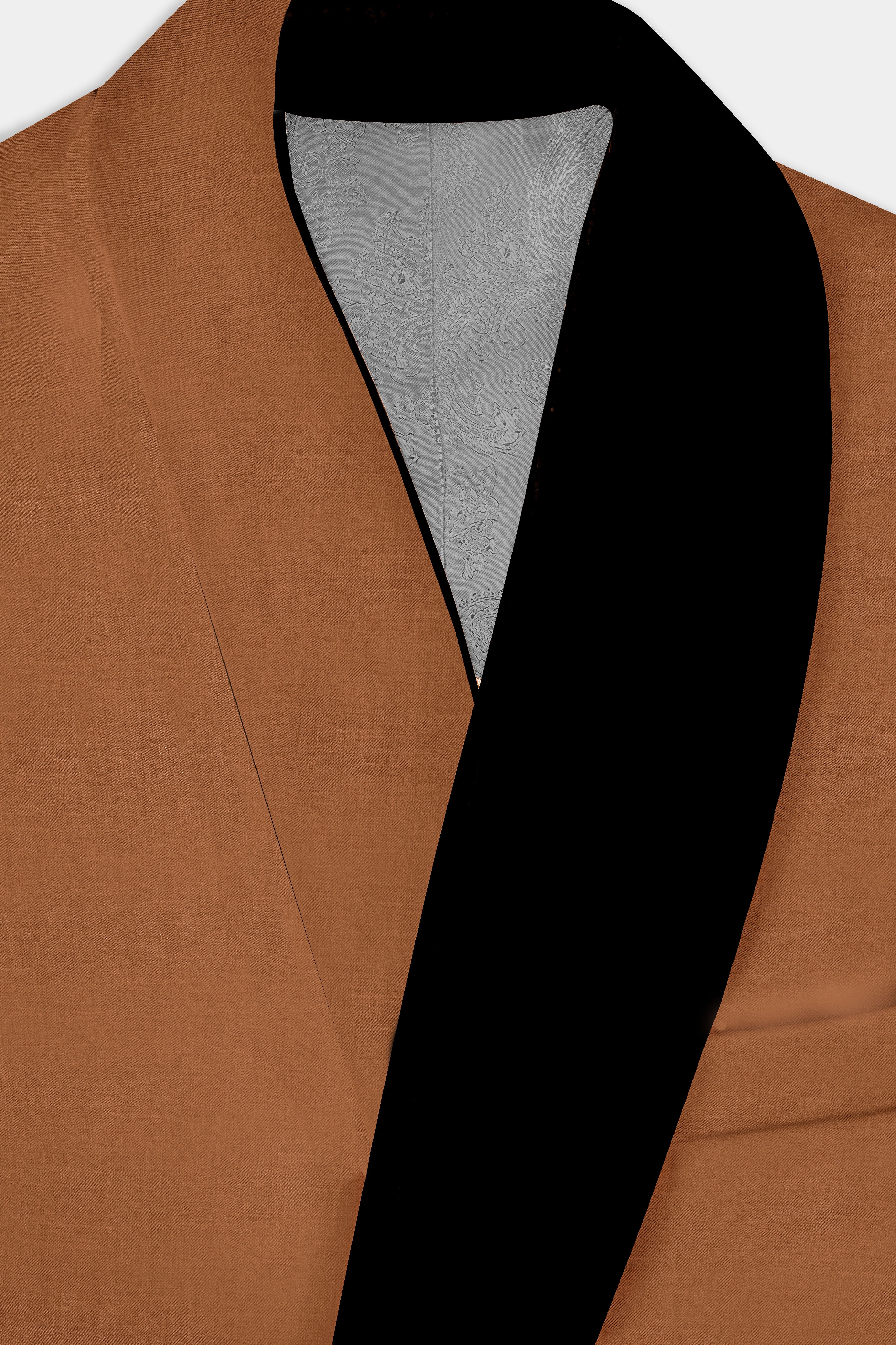 Cinnamon Oak-Sienna Brown Solid Wool Rich Tuxedo Slight Stretch Suit