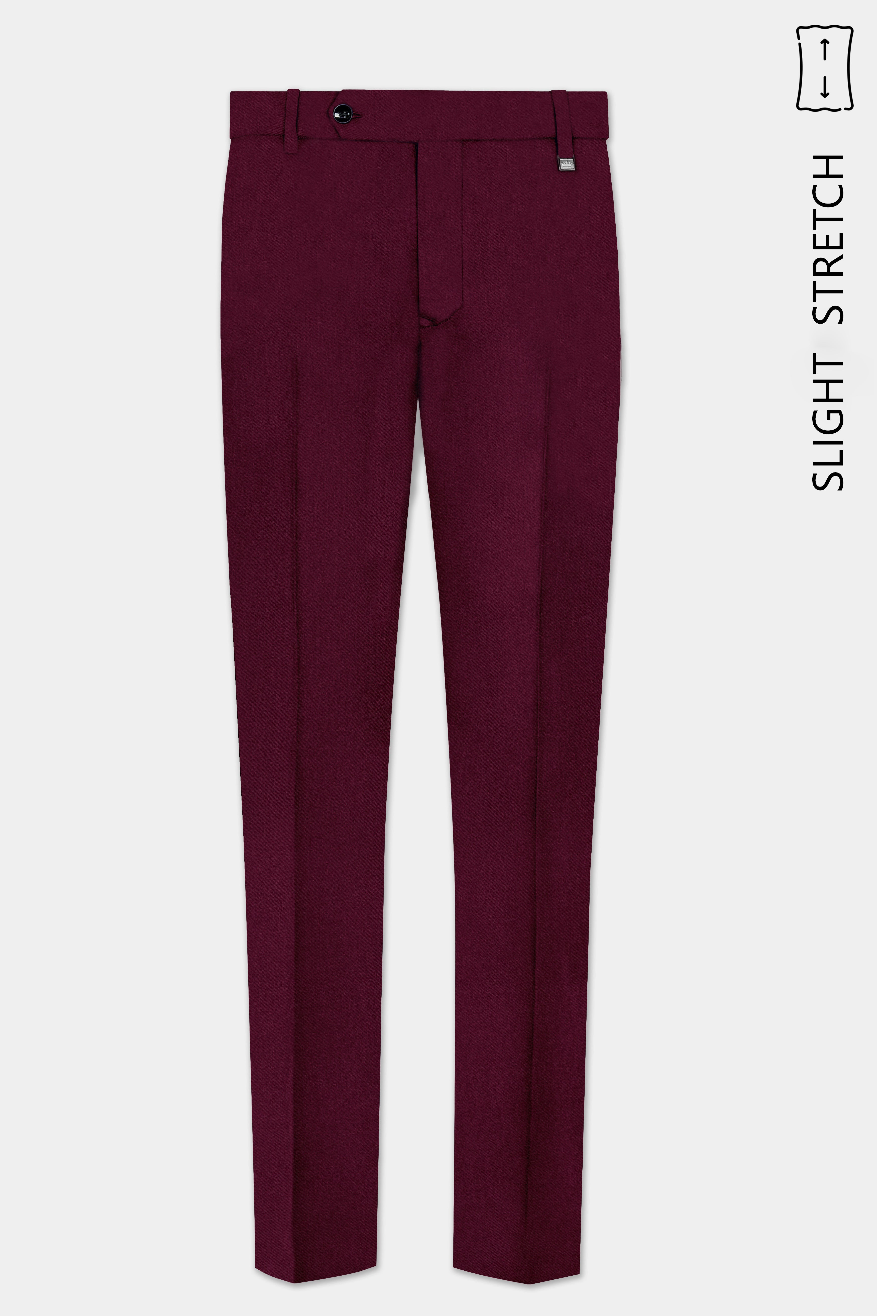 Regal Maroon-Tamarind Solid Wool Rich Tuxedo Slight Stretch Suit