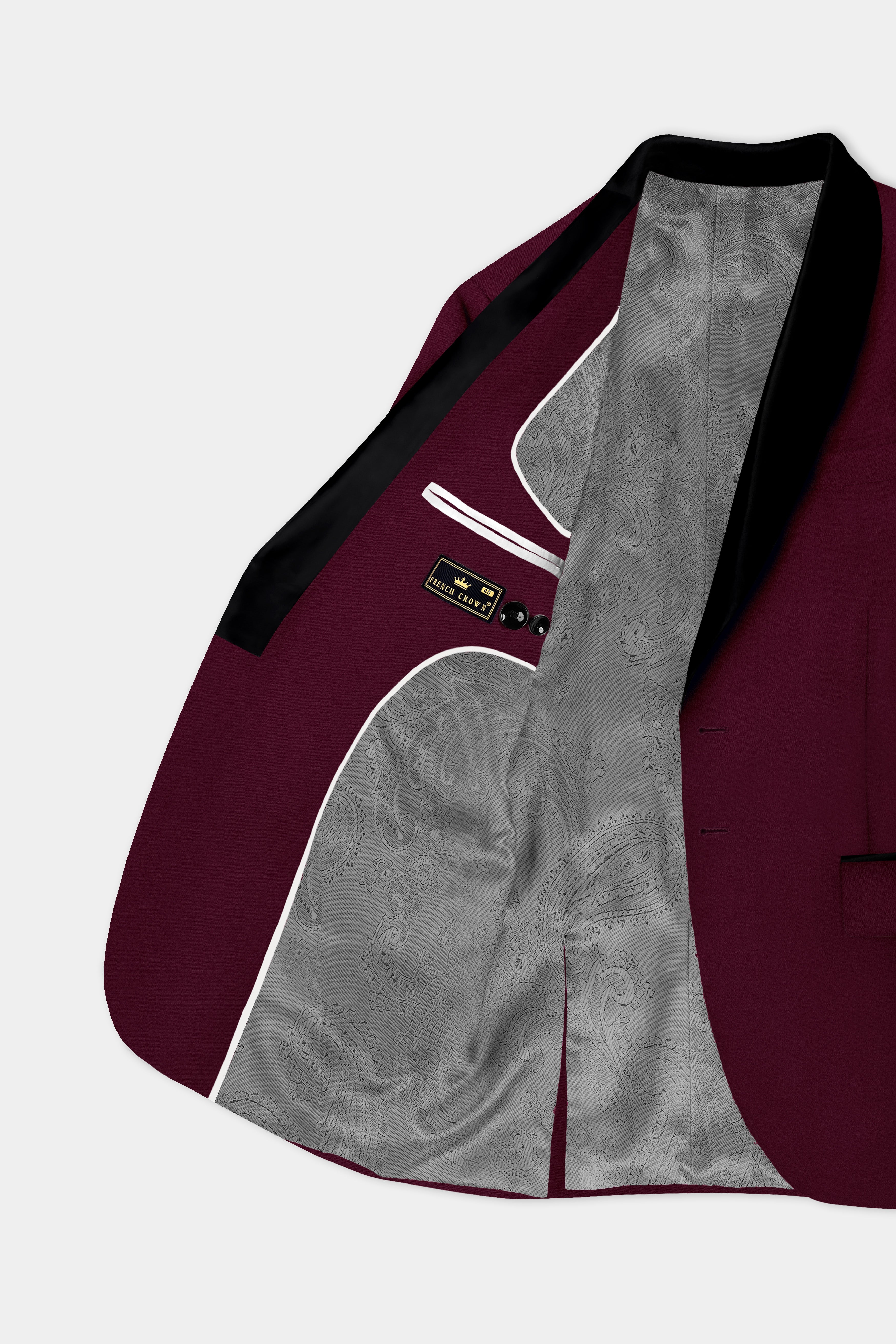Regal Maroon-Tamarind Solid Wool Rich Tuxedo Slight Stretch Suit