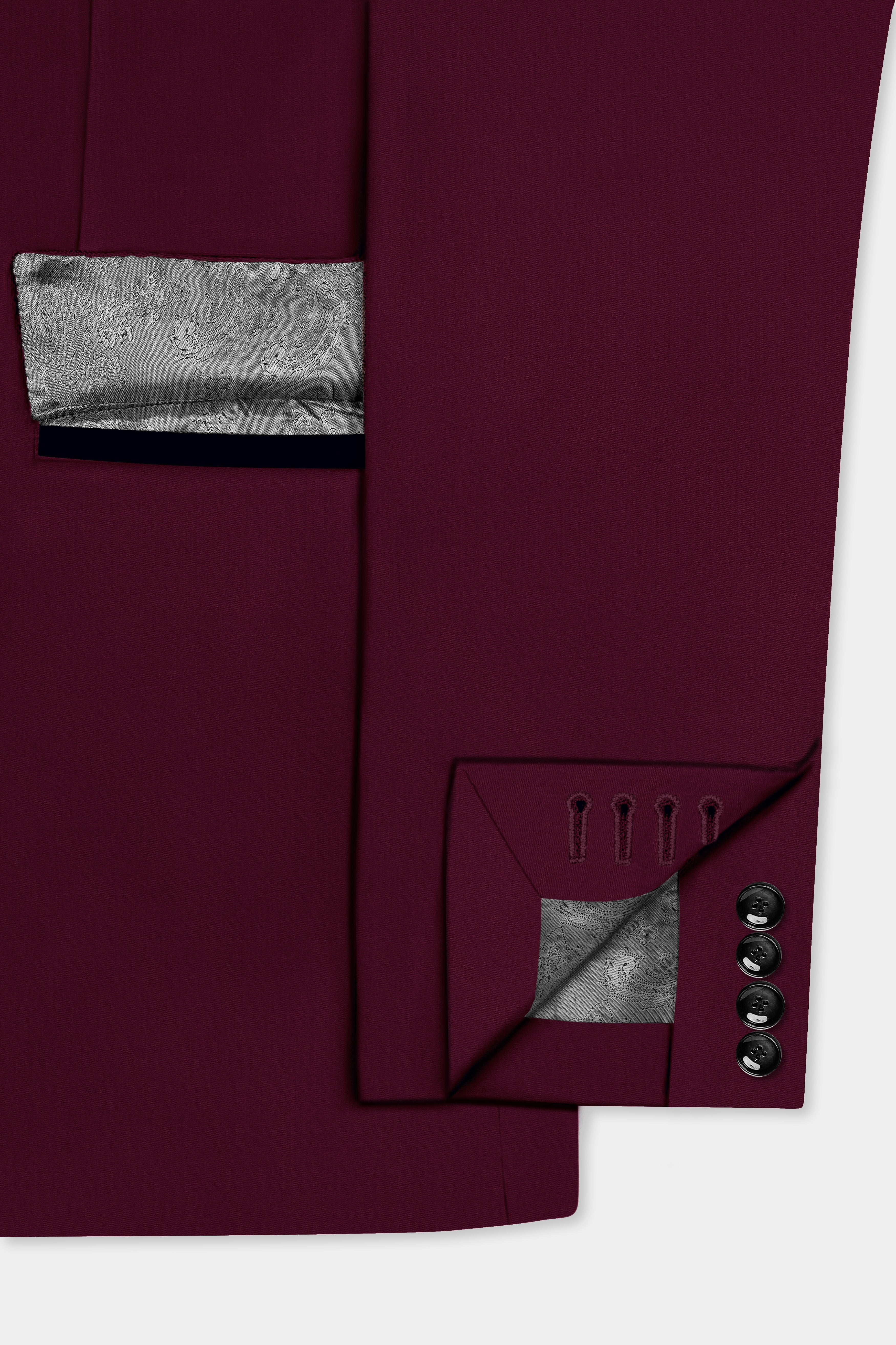 Regal Maroon-Tamarind Solid Wool Rich Tuxedo Slight Stretch Suit