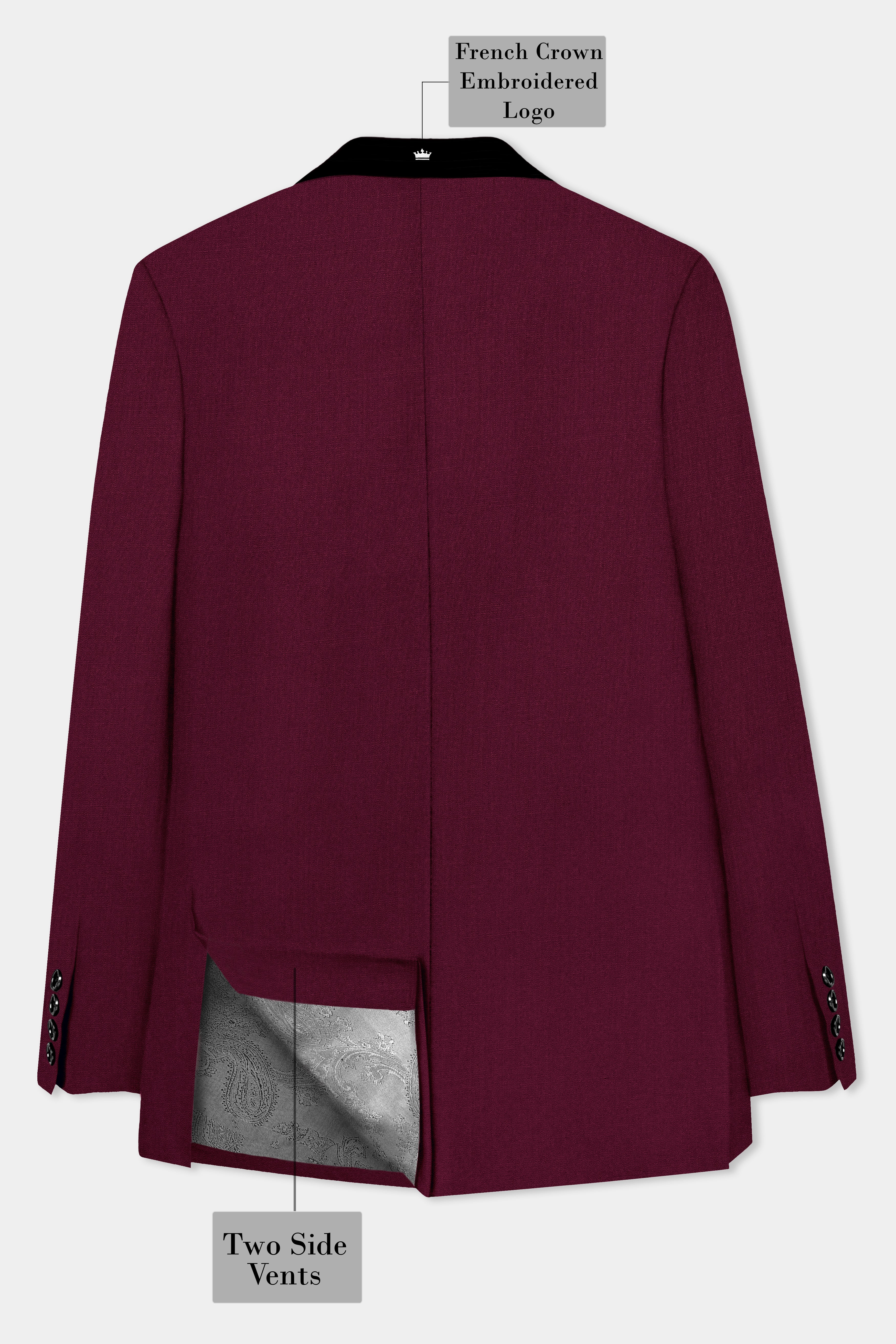 Regal Maroon-Tamarind Solid Wool Rich Tuxedo Slight Stretch Suit