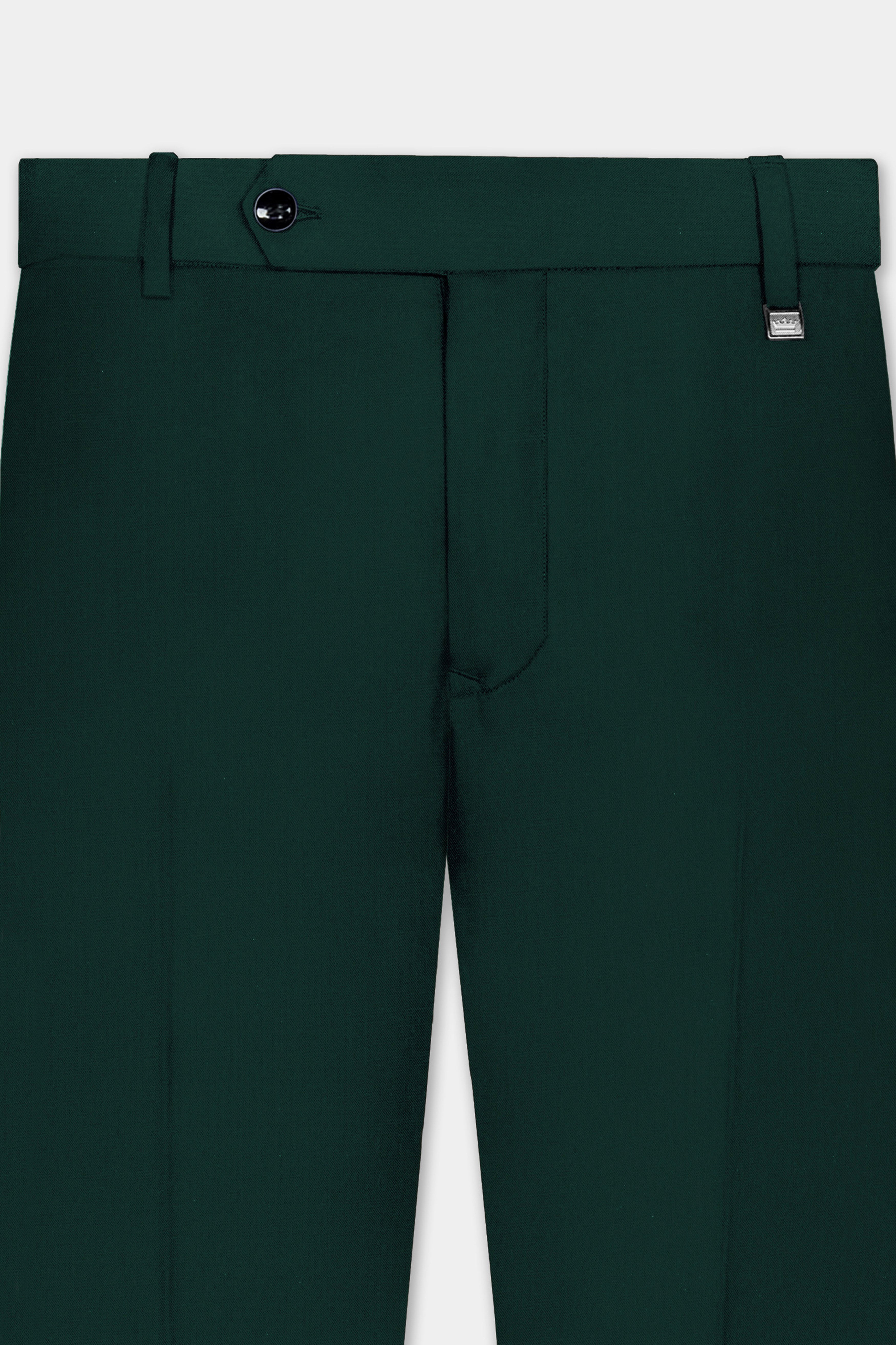 Emerald-Zucchini Green Solid Wool Rich Peak Lapel Tuxedo Slight Stretch Suit