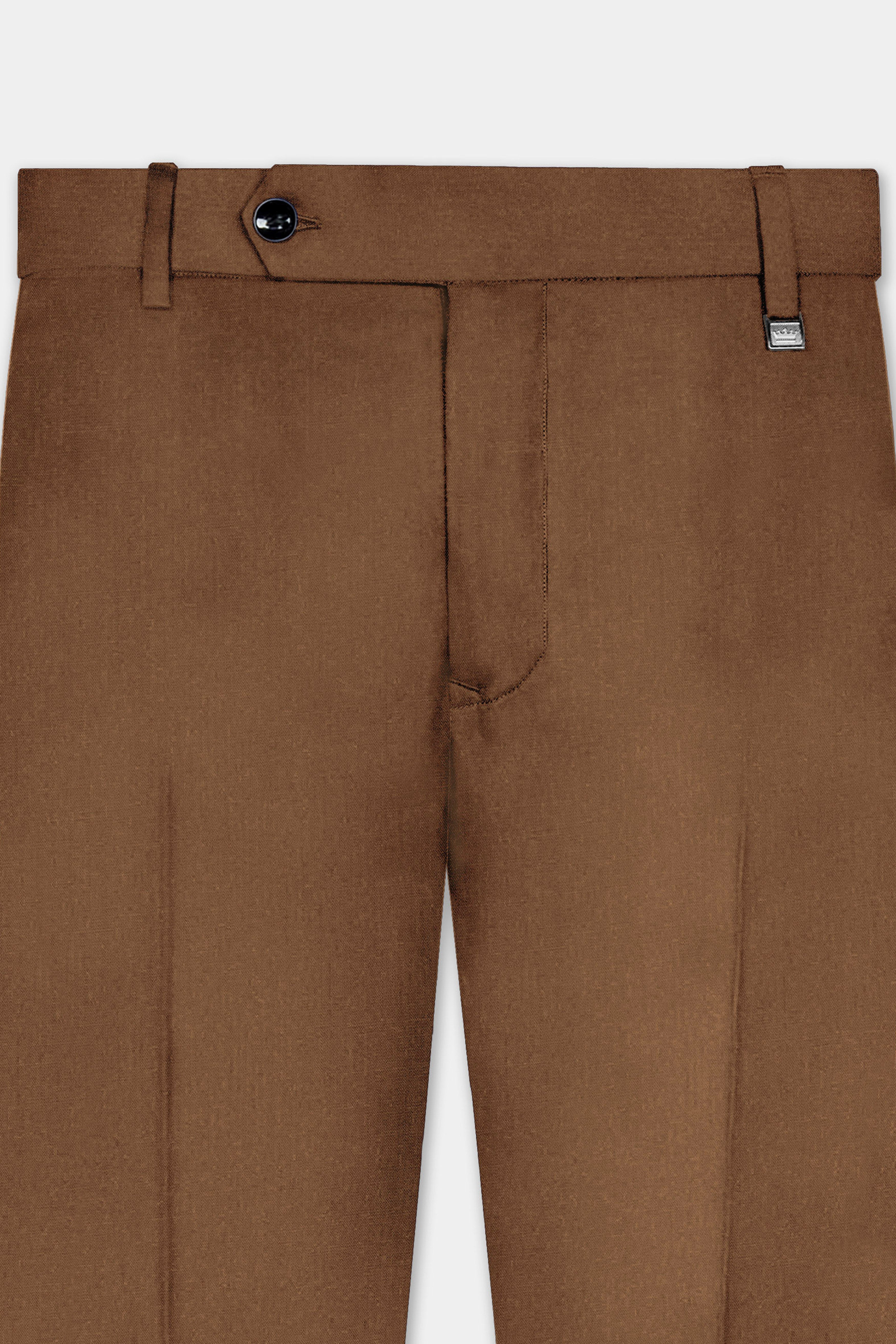 Bronze-Tawny Brown Solid Wool Rich Peak Lapel Tuxedo Slight Stretch Suit