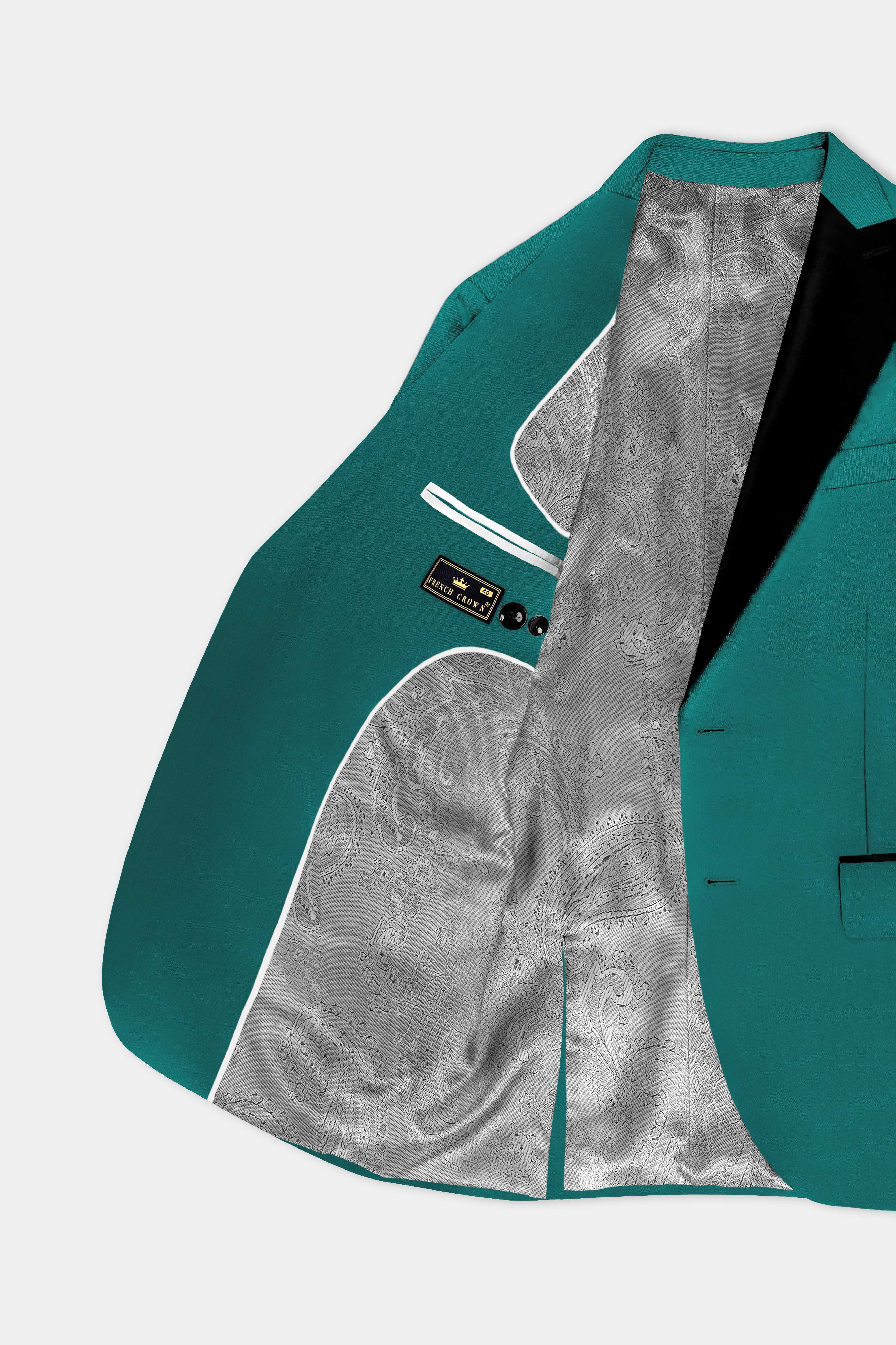 Verdant Classic-Surfie Green Solid Wool Rich Peak Lapel Tuxedo Slight Stretch Suit