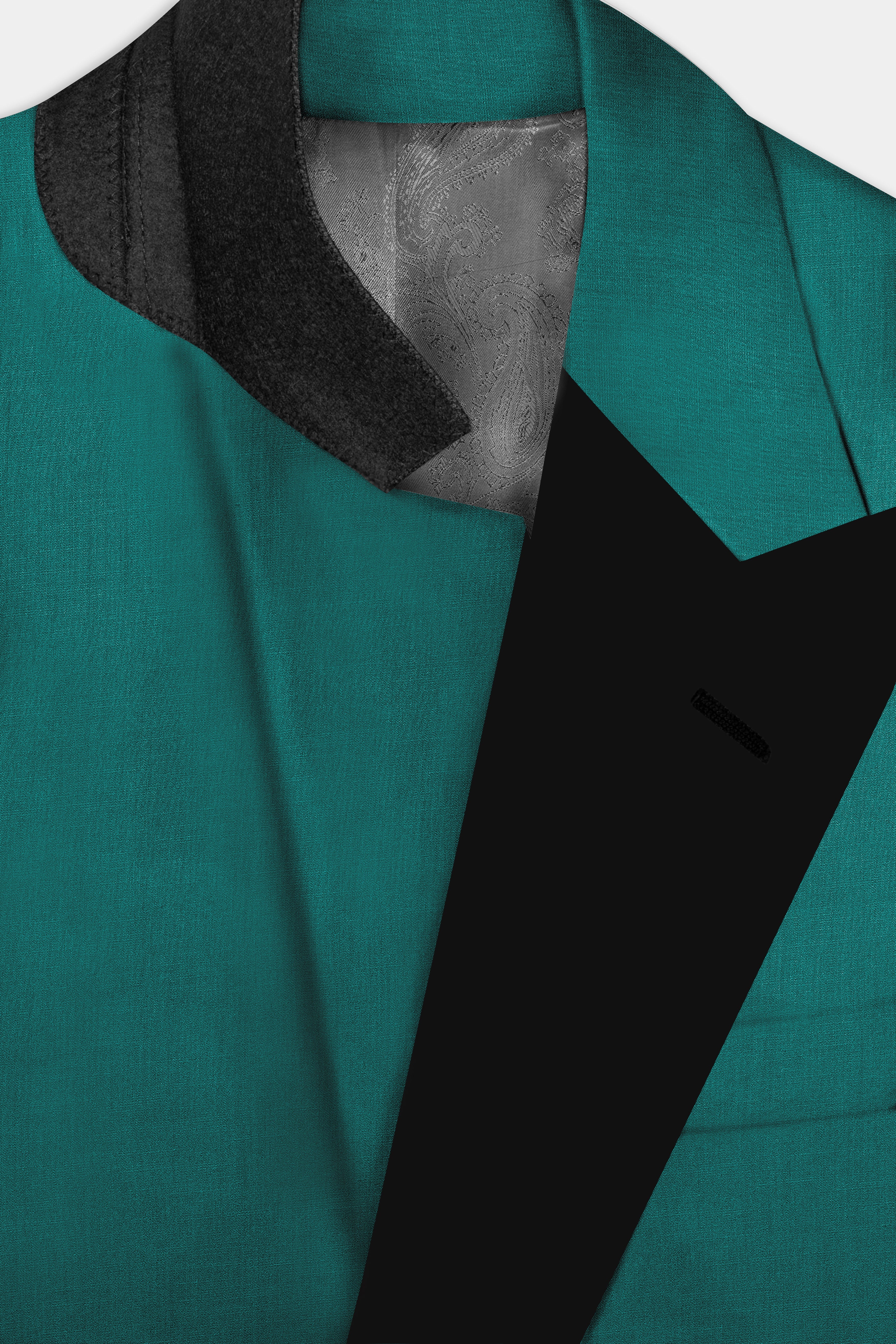 Verdant Classic-Surfie Green Solid Wool Rich Peak Lapel Tuxedo Slight Stretch Suit