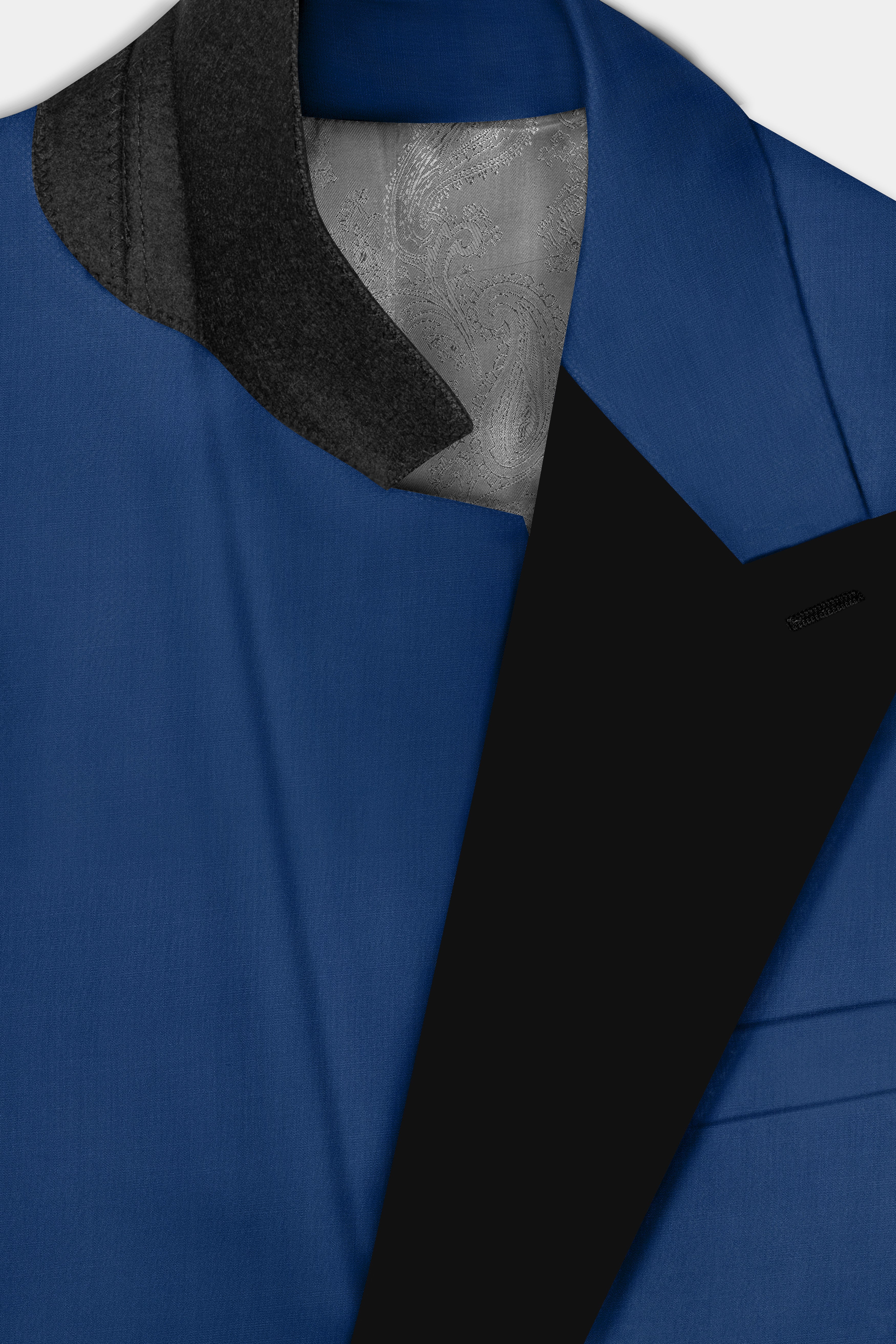 Cerulean Elite-Cobalt Blue Solid Wool Rich Peak Lapel Tuxedo Slight Stretch Suit