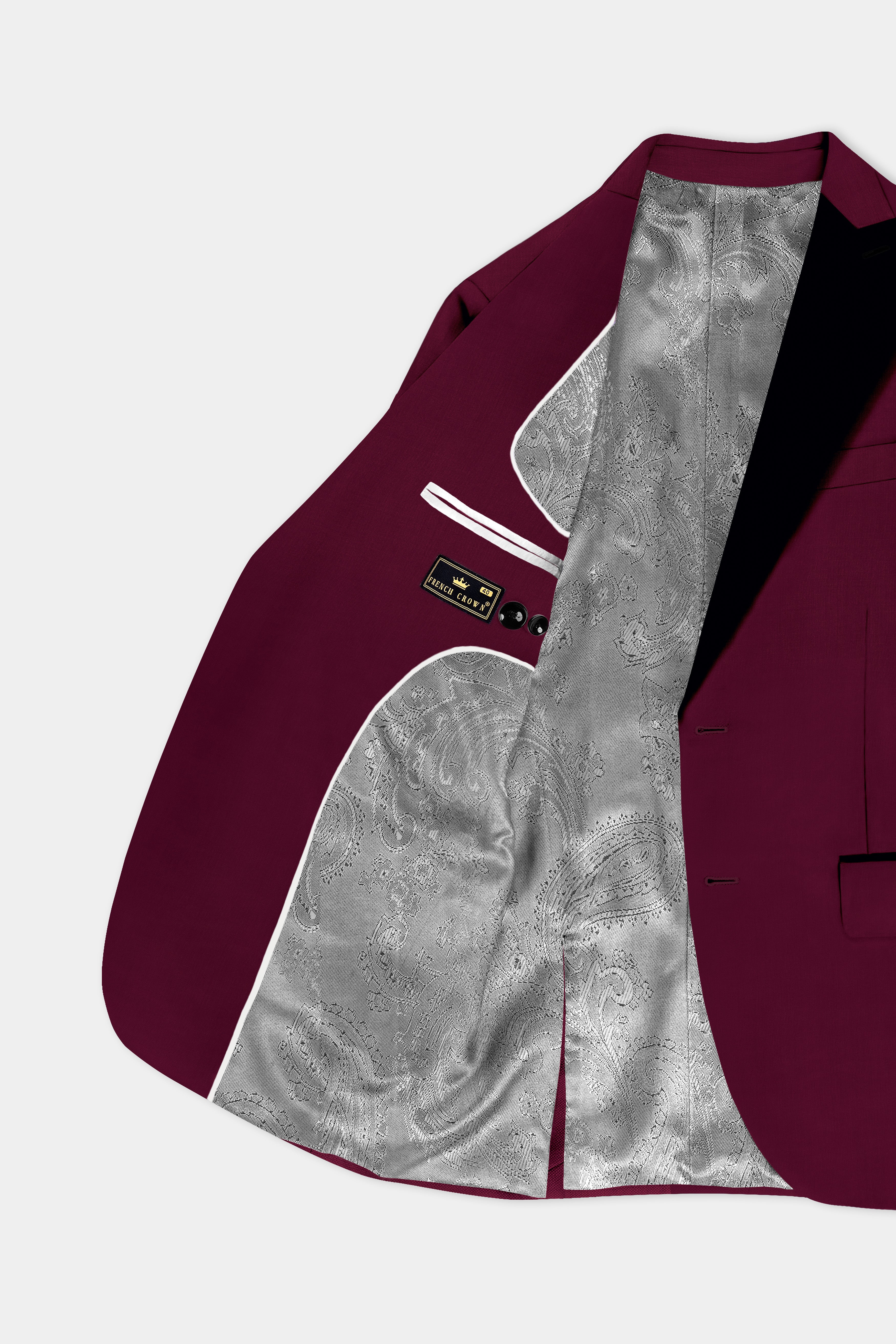 Regal Maroon-Tamarind Solid Wool Rich Peak Lapel Tuxedo Slight Stretch Suit