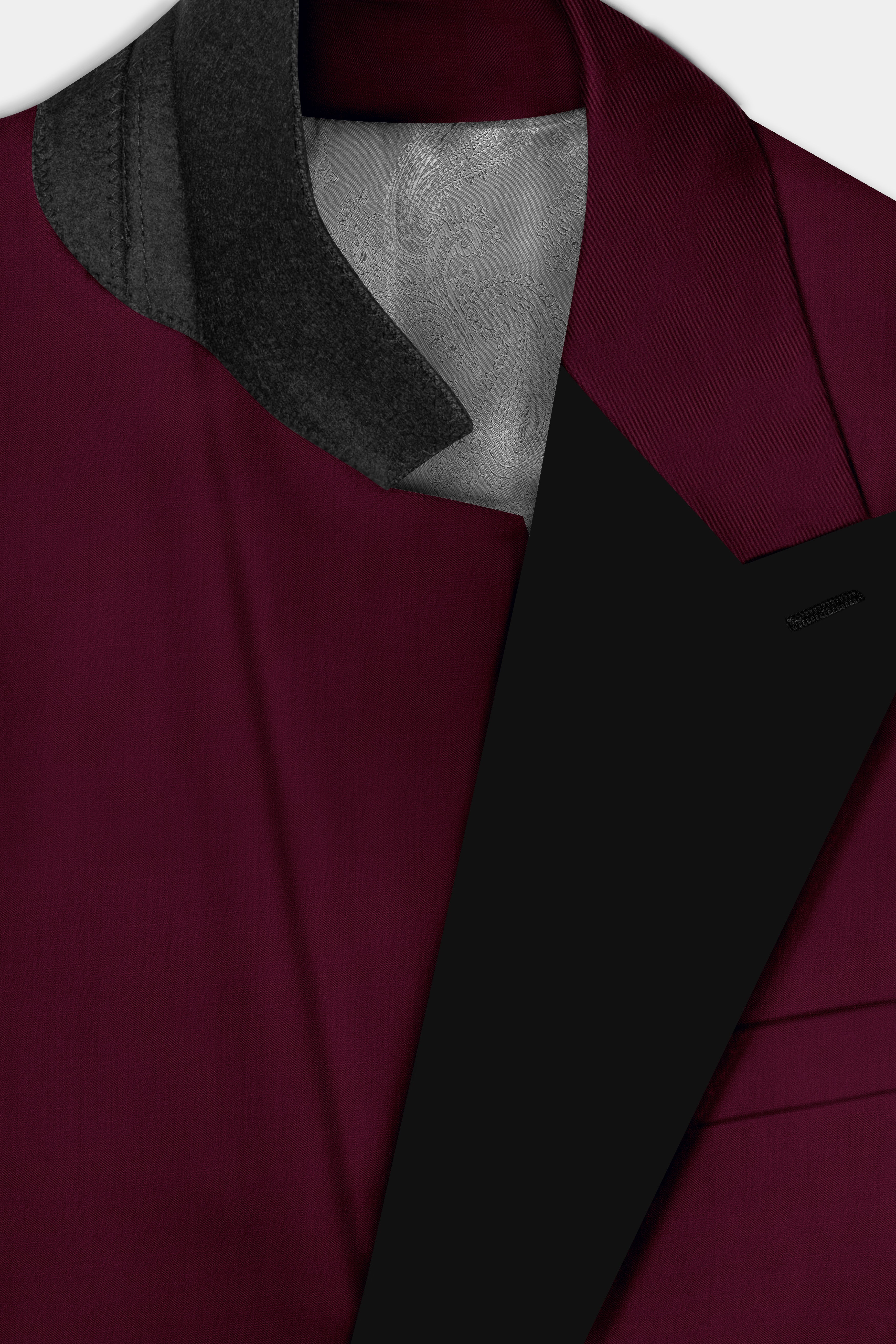 Regal Maroon-Tamarind Solid Wool Rich Peak Lapel Tuxedo Slight Stretch Suit