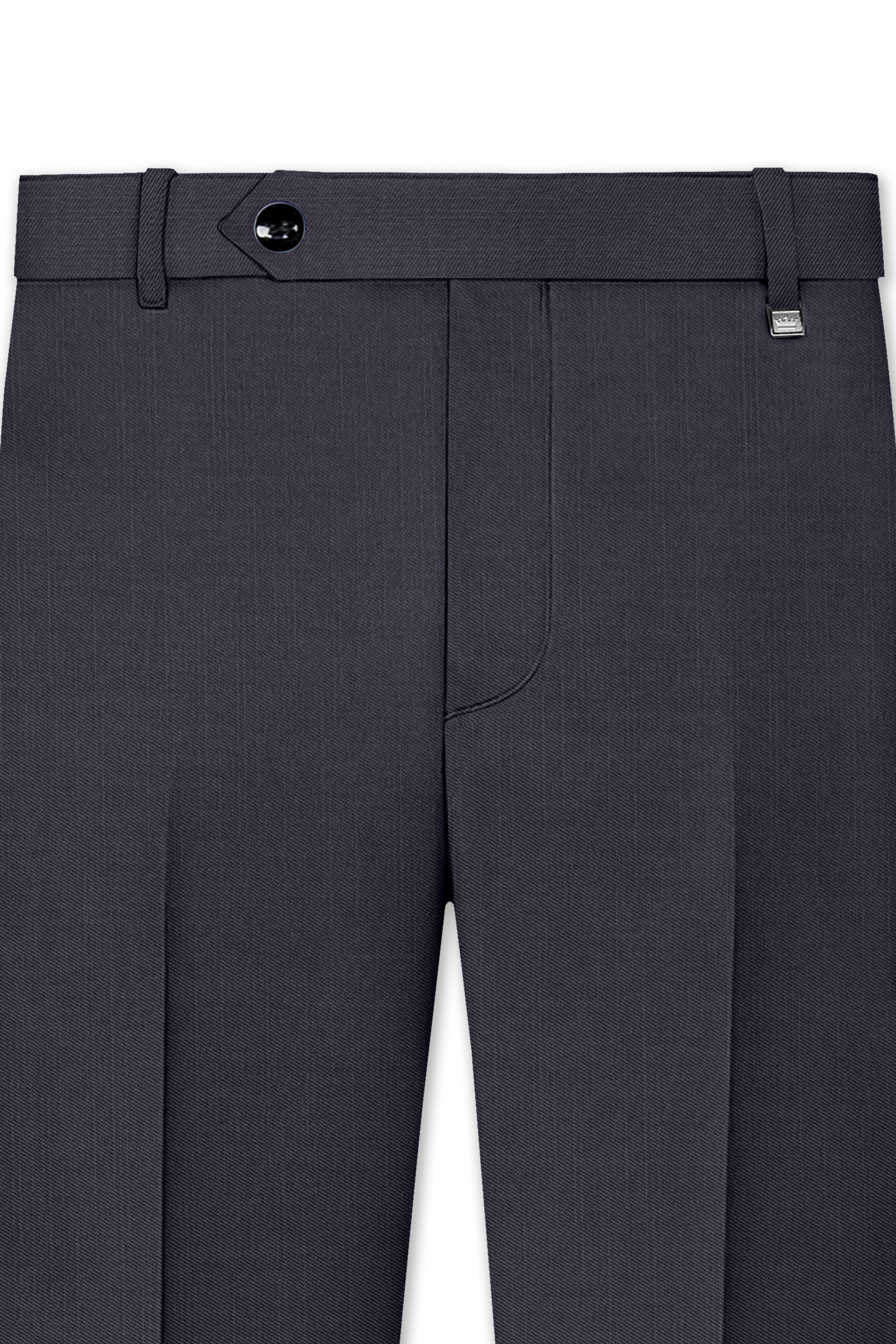 Vogue-Glaucous Gray Solid Wool Rich Cross Placket Bandhgala Slight Stretch Suit