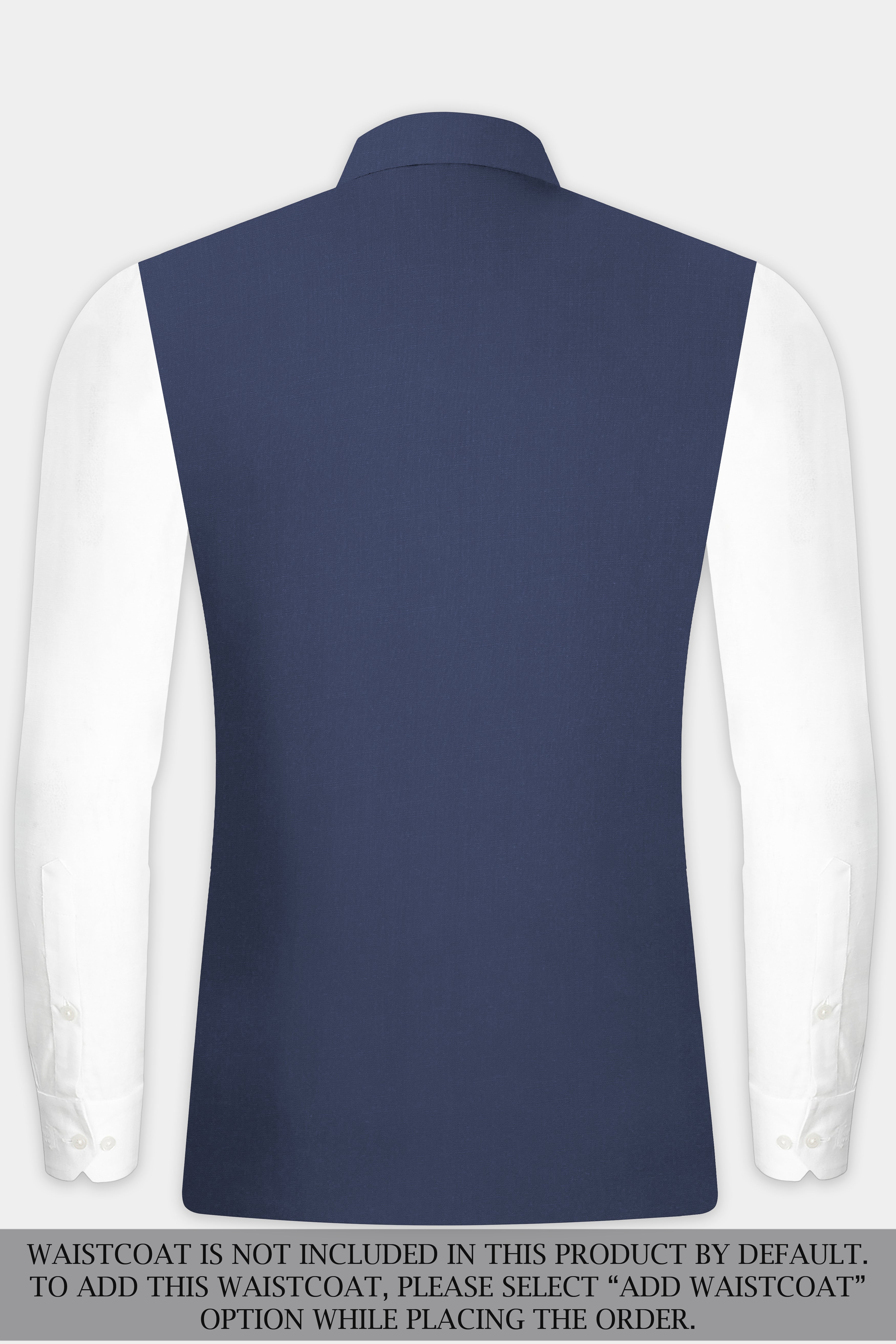 Sapphire-Glaucous Blue Solid Wool Rich Cross Placket Bandhgala Slight Stretch Suit