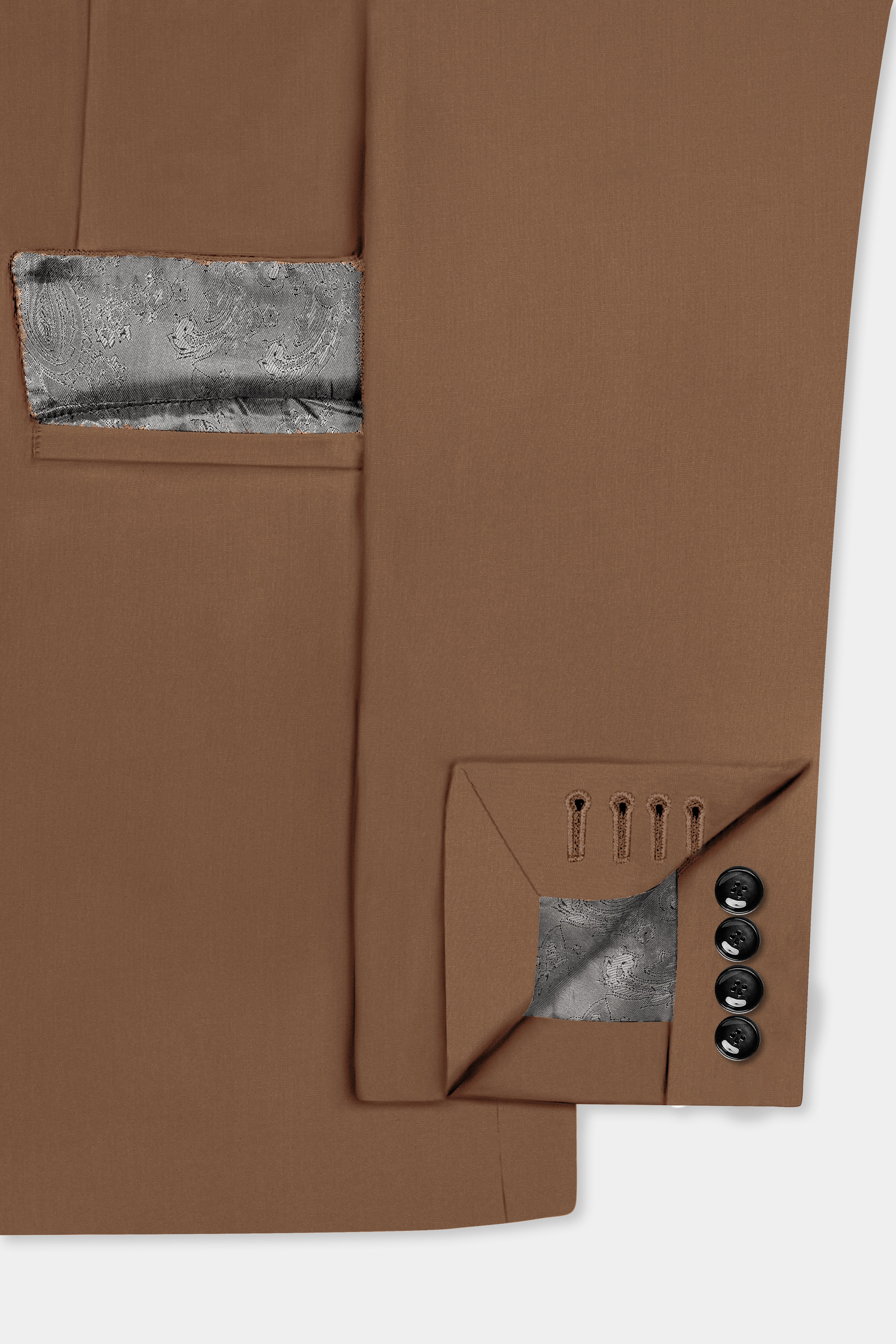 Bronze-Tawny Brown Solid Wool Rich Double Breasted Slight Stretch Suit