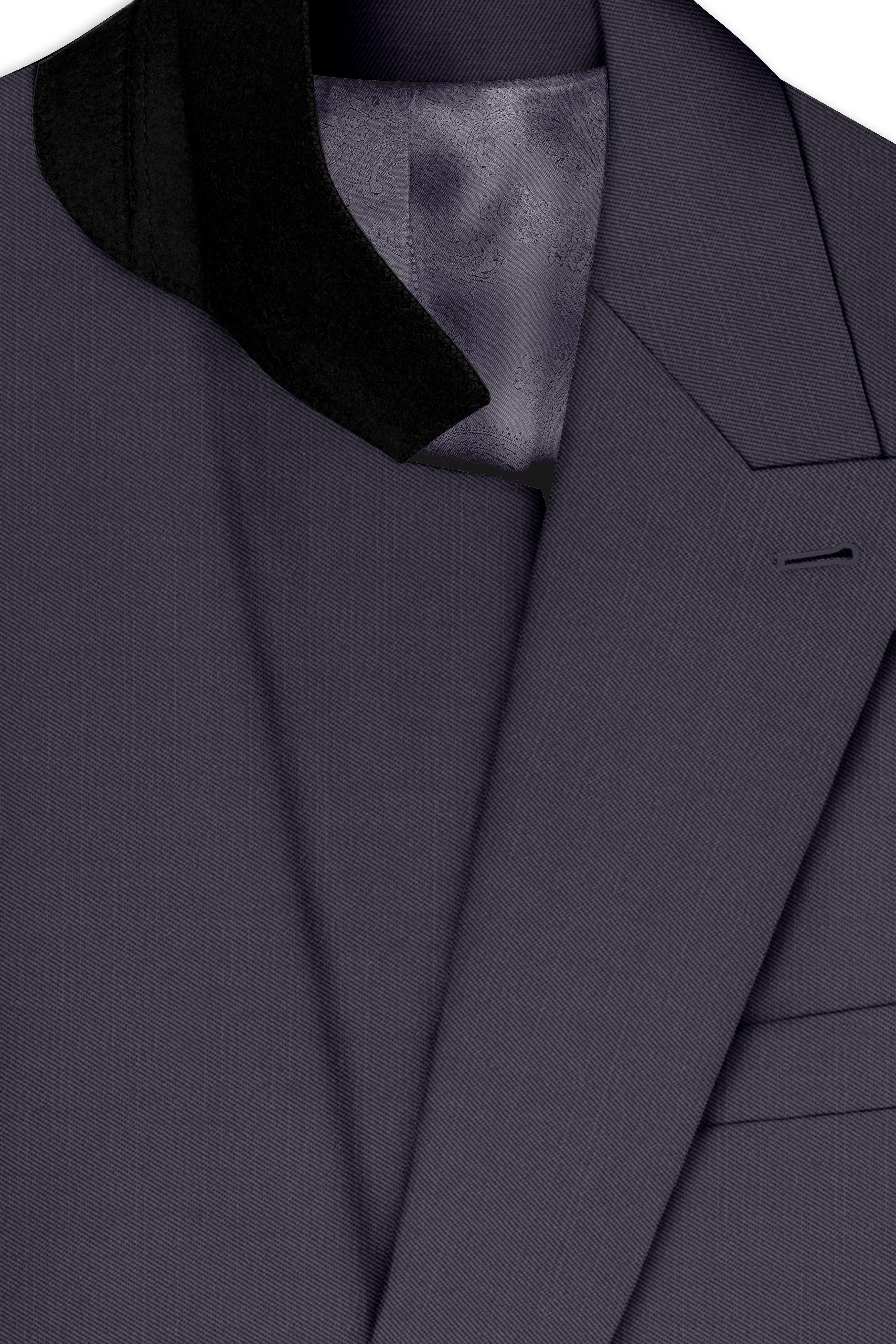 Vogue-Glaucous Gray Solid Wool Rich Double Breasted Slight Stretch Suit