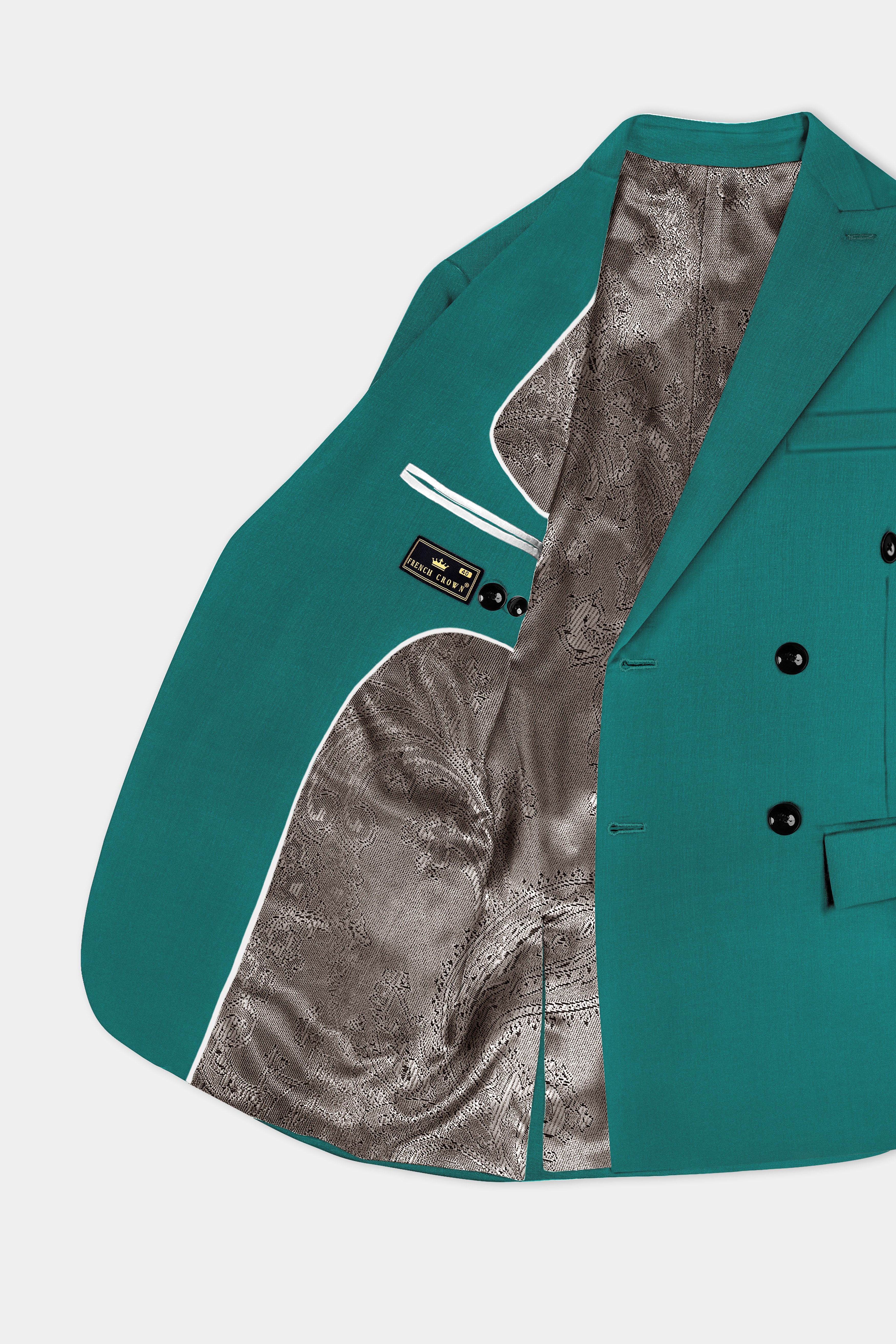 Verdant Classic-Surfie Green Solid Wool Rich Double Breasted Slight Stretch Suit
