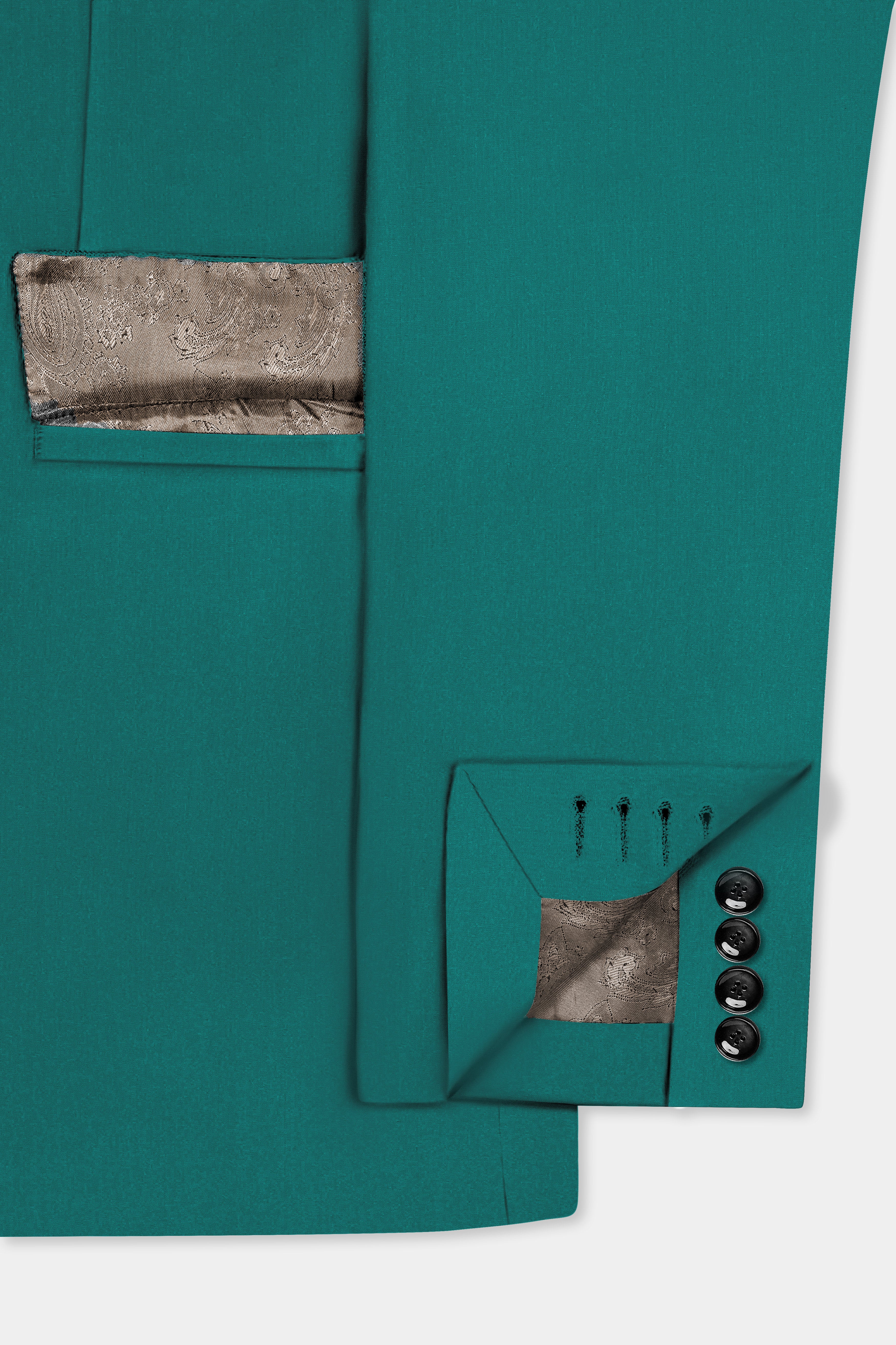 Verdant Classic-Surfie Green Solid Wool Rich Double Breasted Slight Stretch Suit
