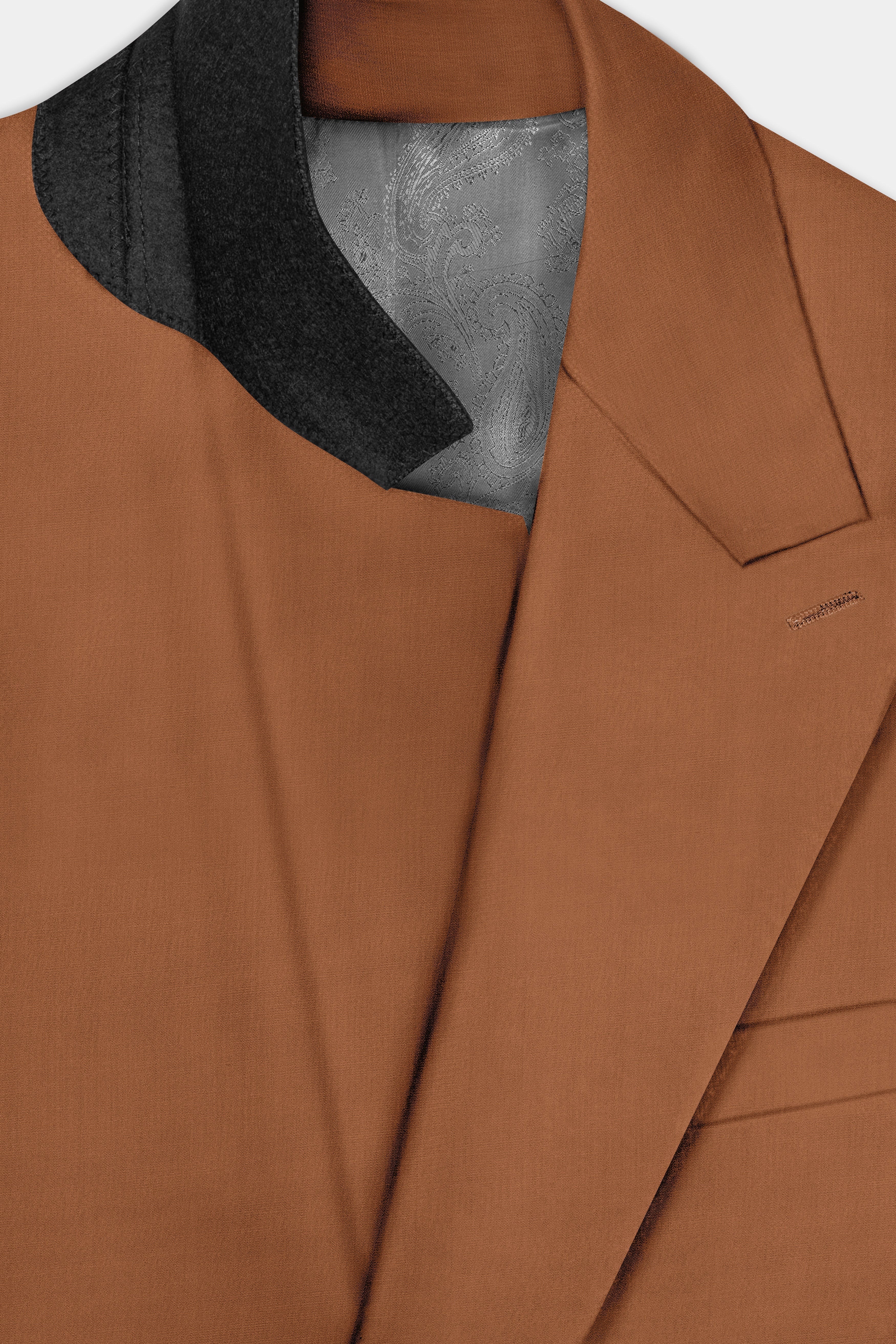 Cinnamon Oak-Sienna Brown Solid Wool Rich Double Breasted Slight Stretch Suit