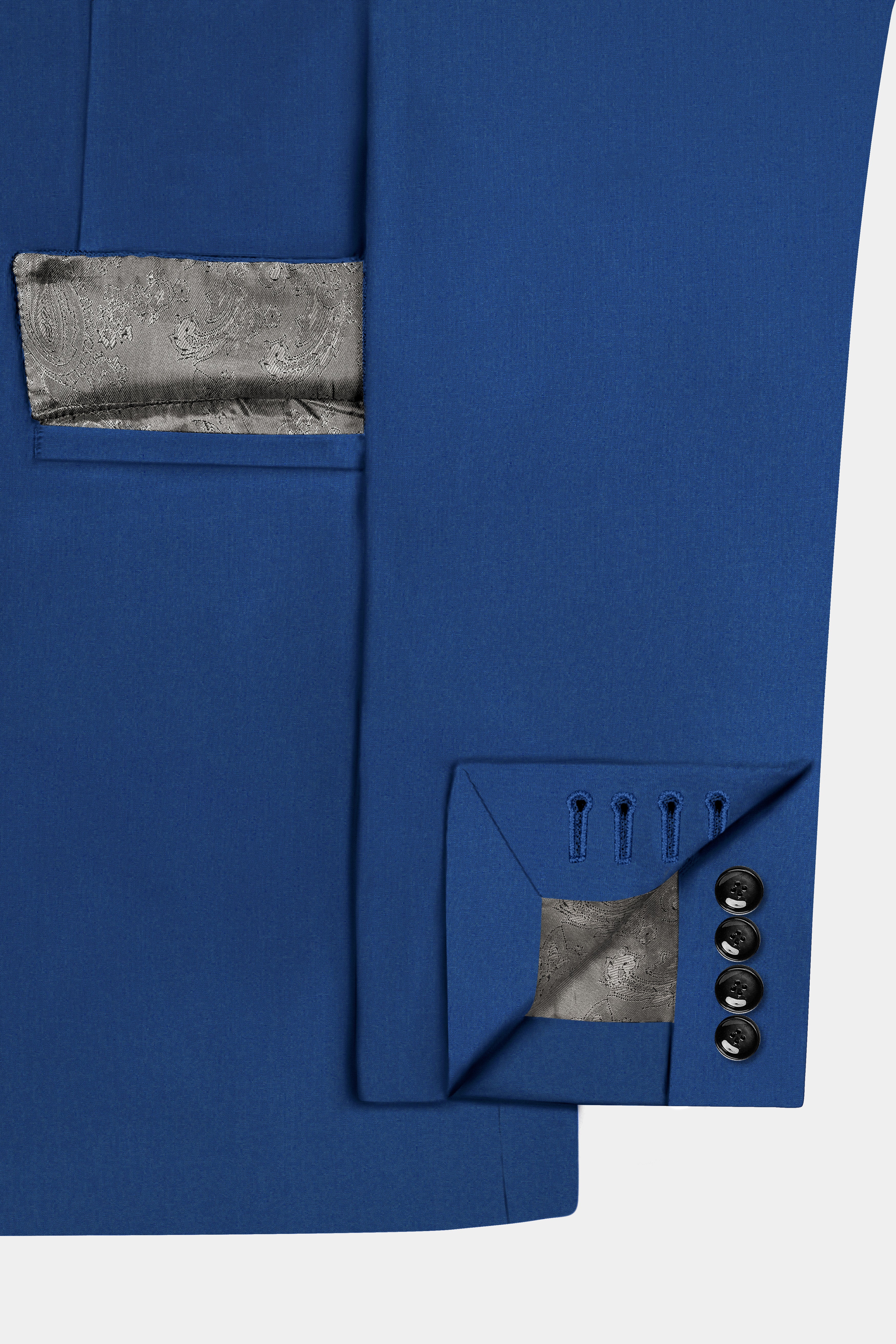 Cerulean Elite-Cobalt Blue Solid Wool Rich Double Breasted Slight Stretch Suit