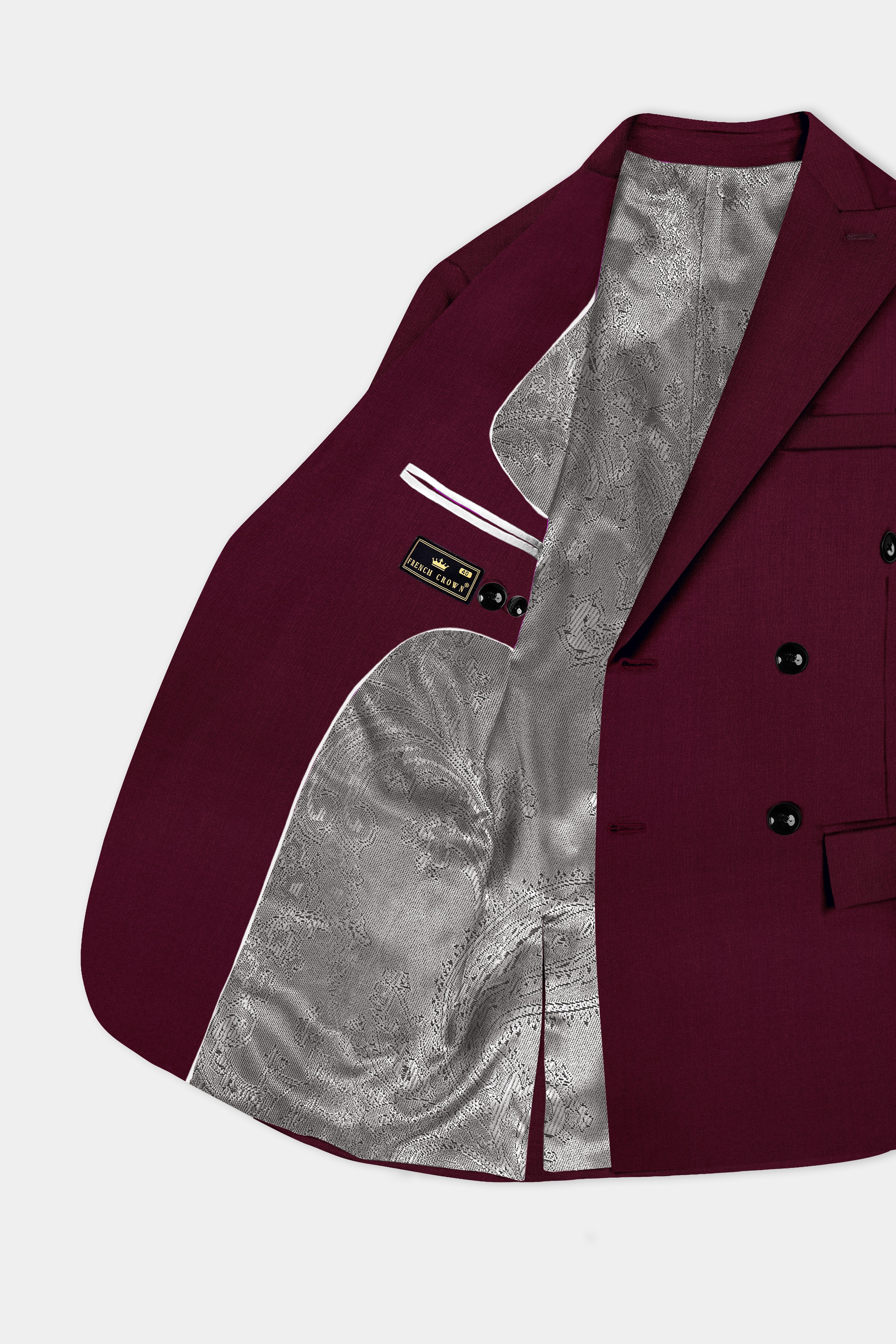 Regal Maroon-Tamarind Solid Wool Rich Double Breasted Slight Stretch Suit