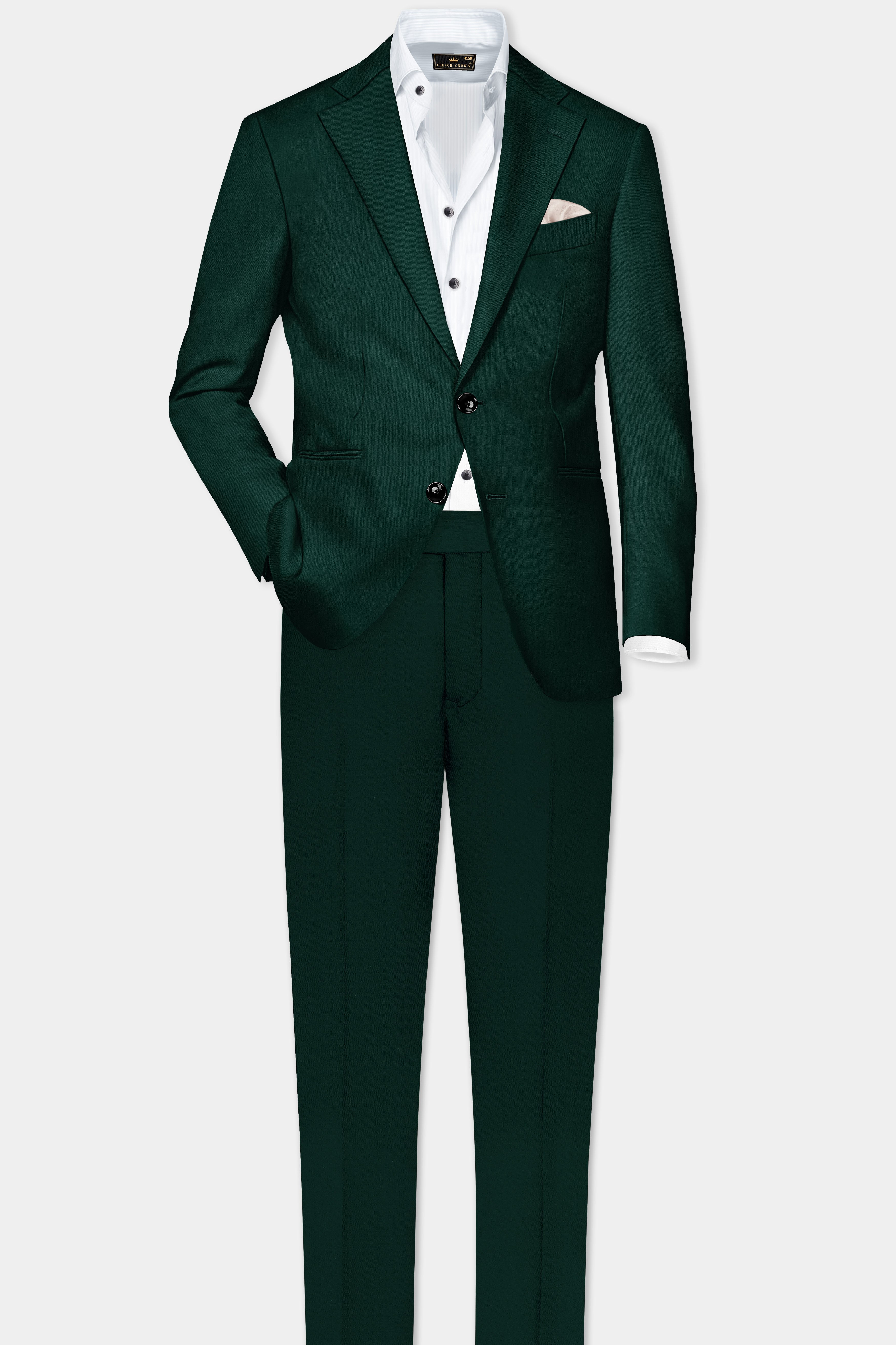 Emerald-Zucchini Green Solid Premium Wool Rich Single Breasted