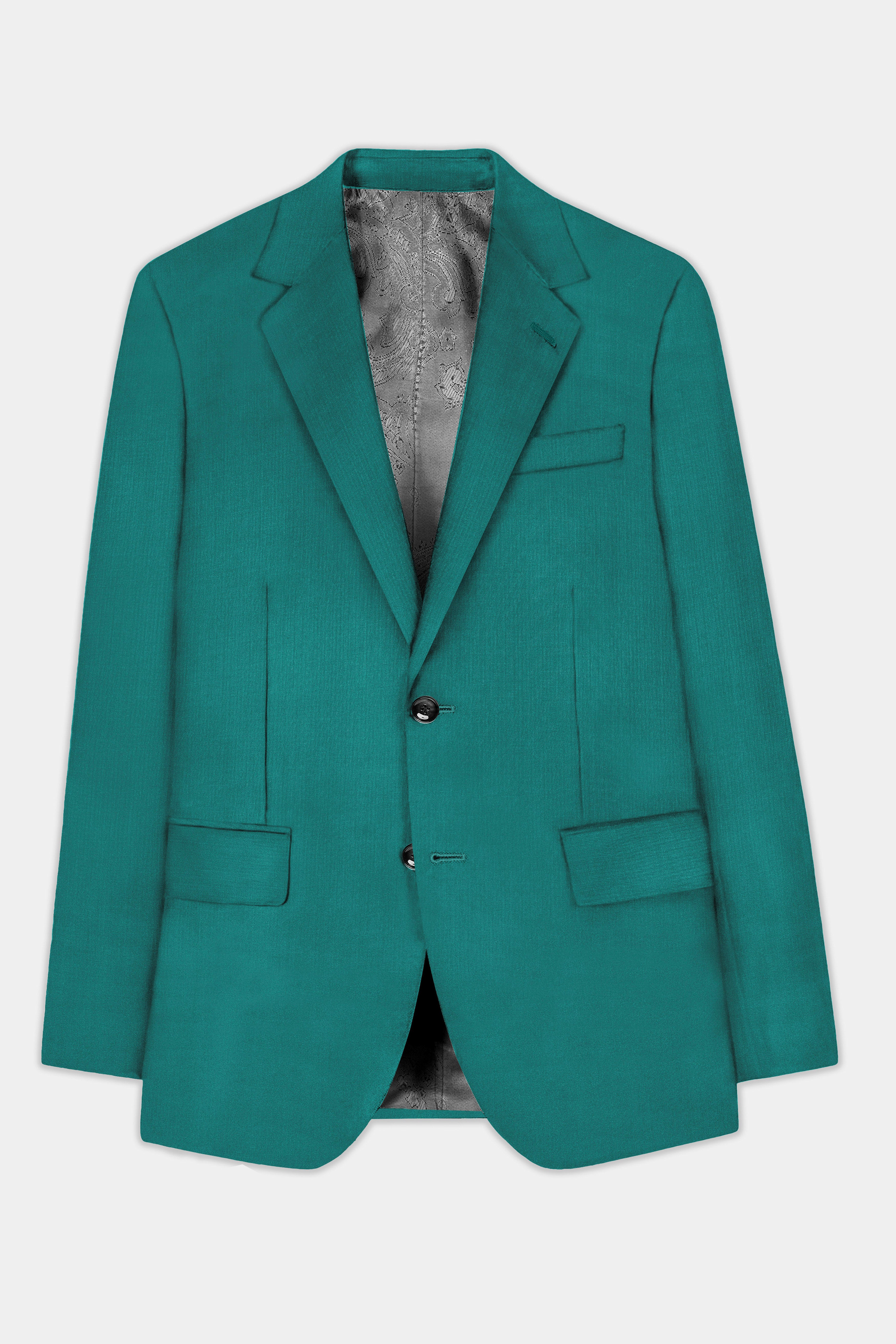 Verdant Classic-Surfie Green Solid Wool Rich Single Breasted Slight Stretch Suit