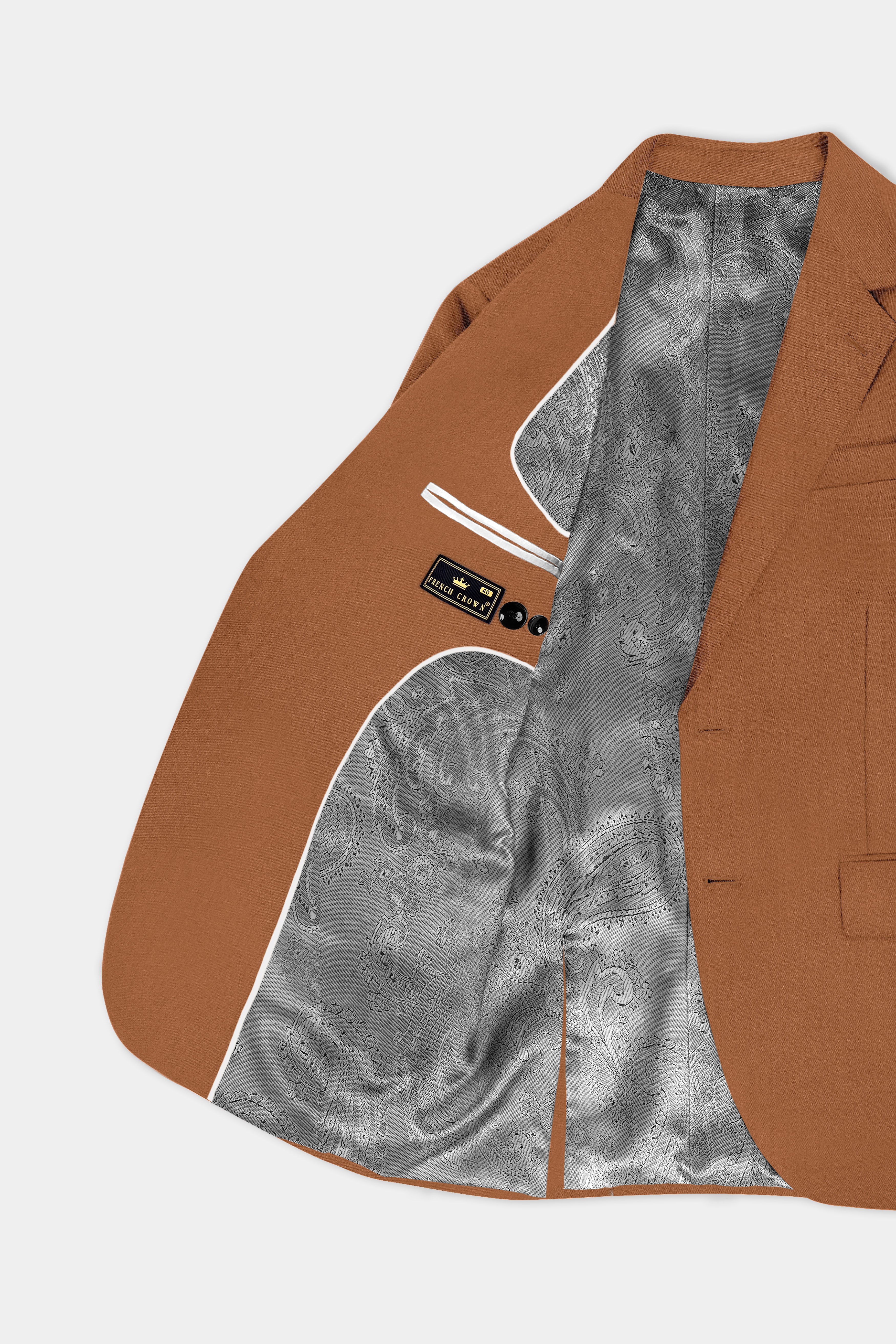 Cinnamon Oak-Sienna Brown Solid Wool Rich Single Breasted Slight Stretch Suit