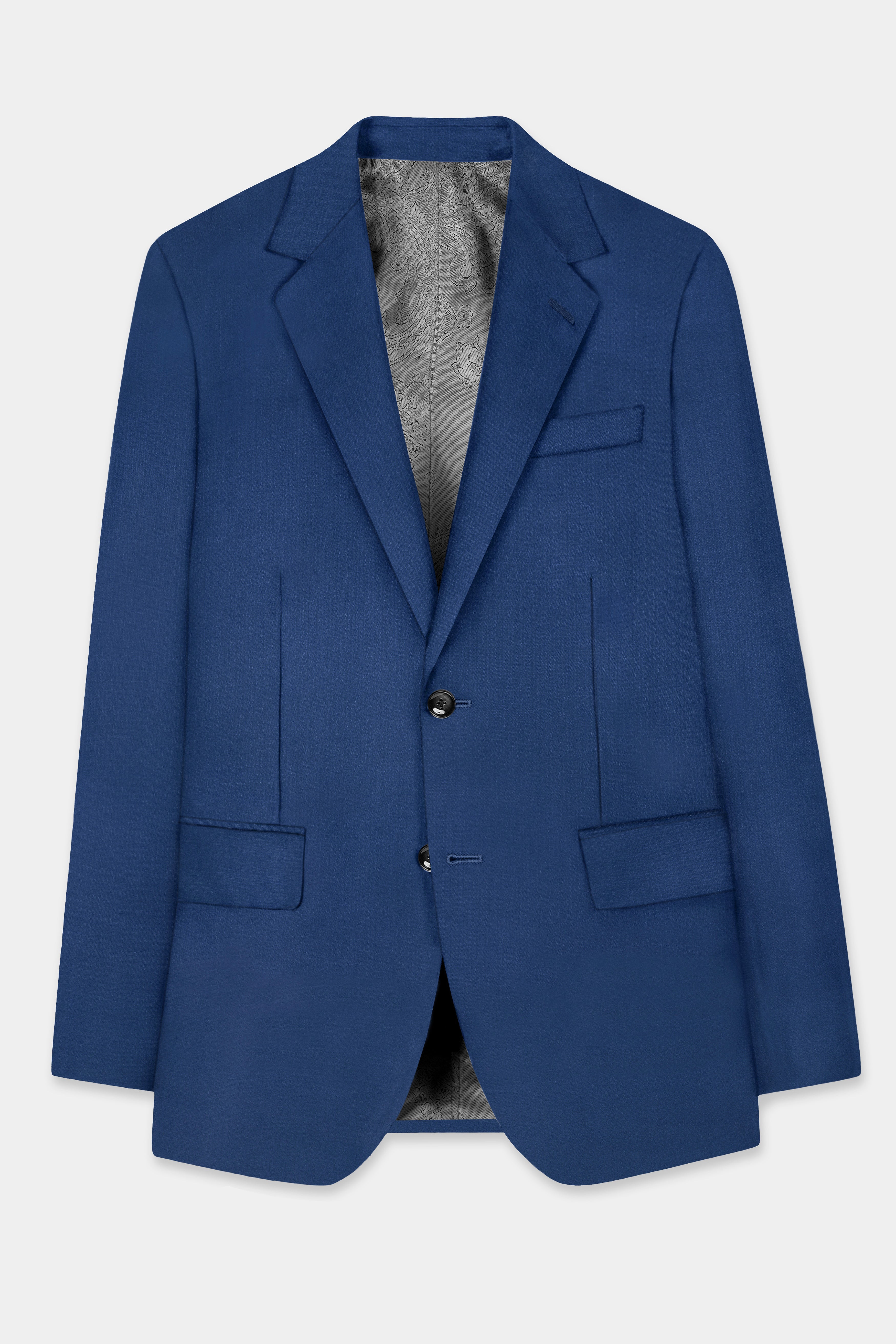 Cerulean Elite-Cobalt Blue Solid Wool Rich Single Breasted Slight Stretch Suit