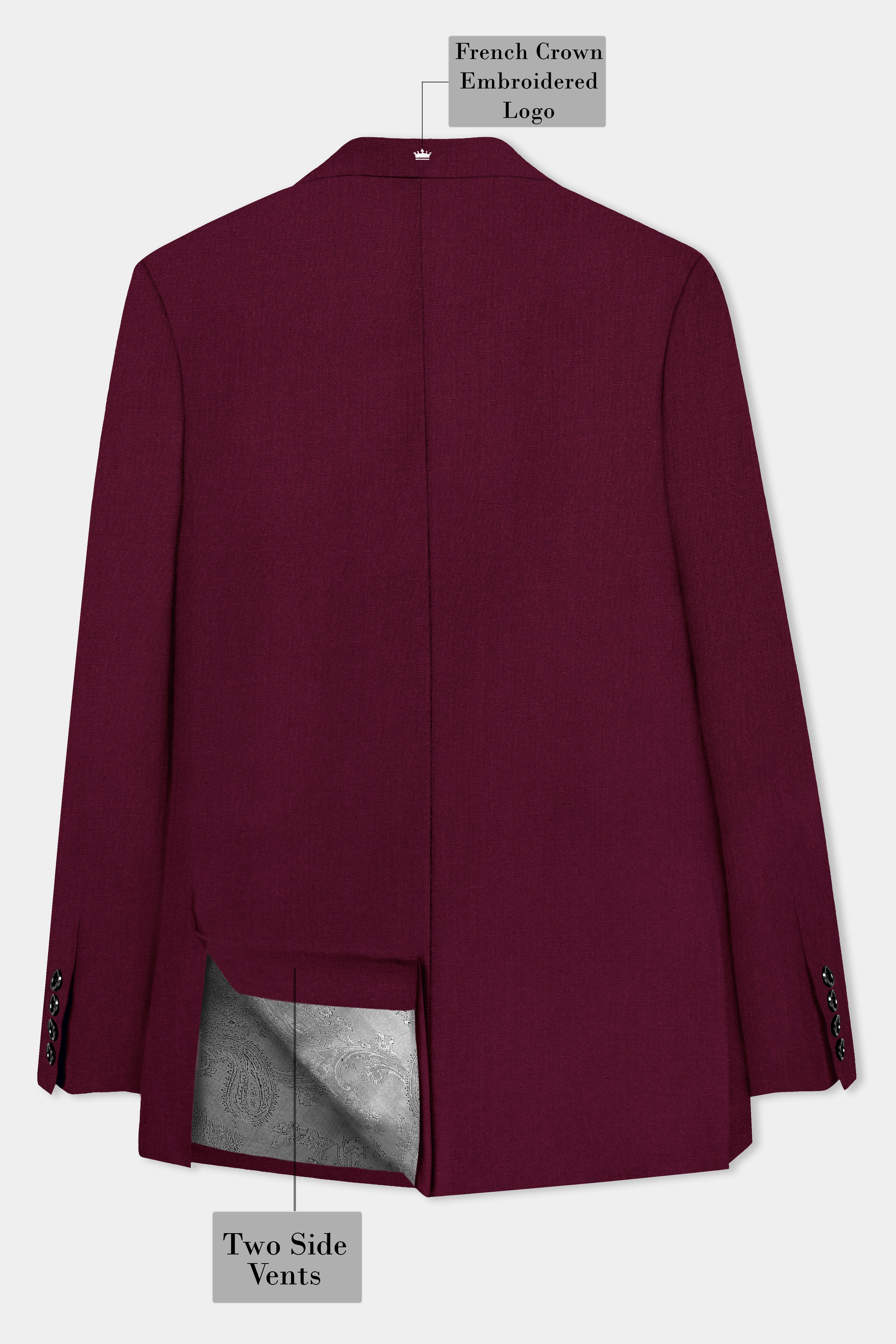 Regal Maroon-Tamarind Solid Wool Rich Single Breasted Slight Stretch Suit