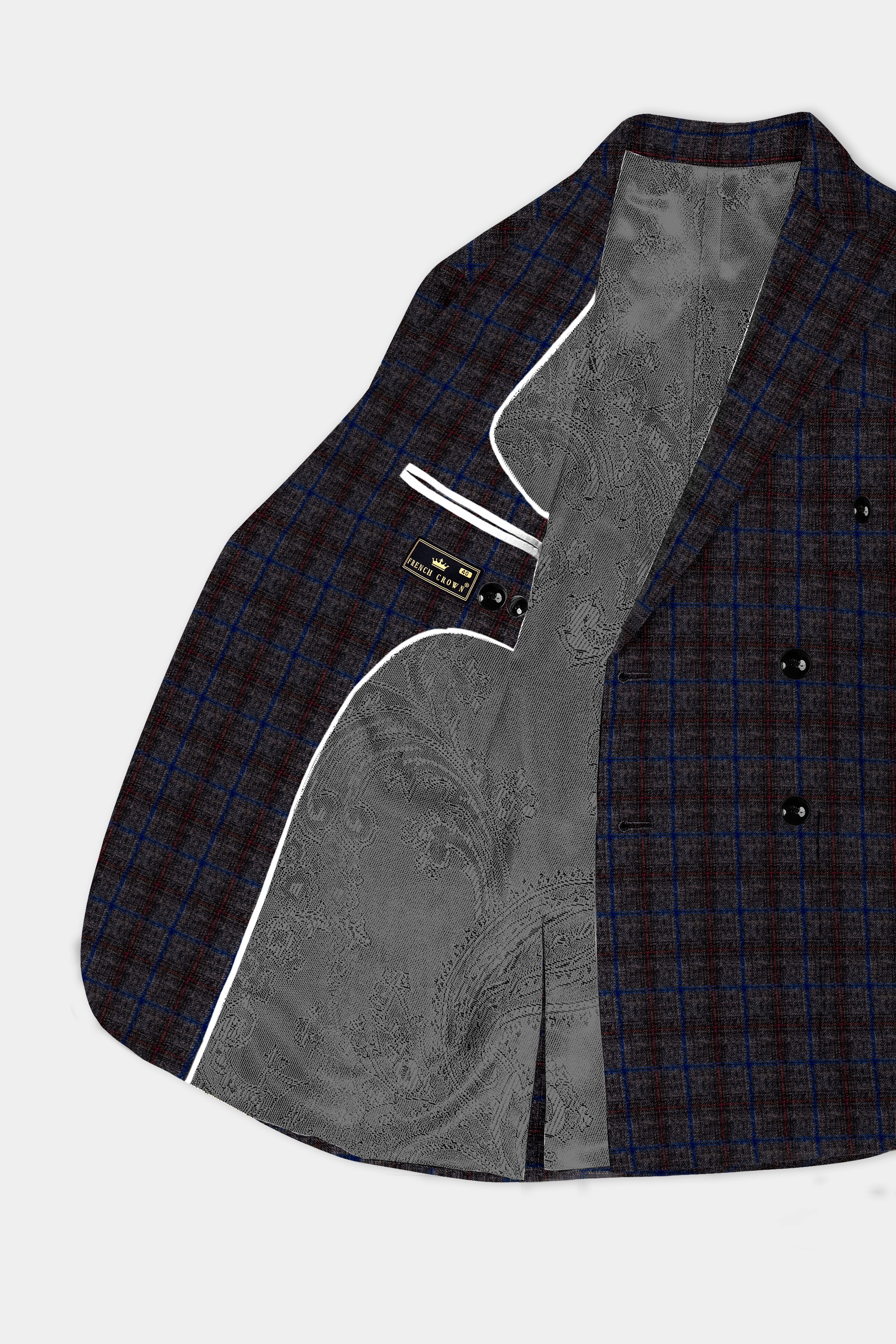 Stormborne-Zeus Gray And Tangaroa Blue Plaid Tweed Double Breasted Sports Suit