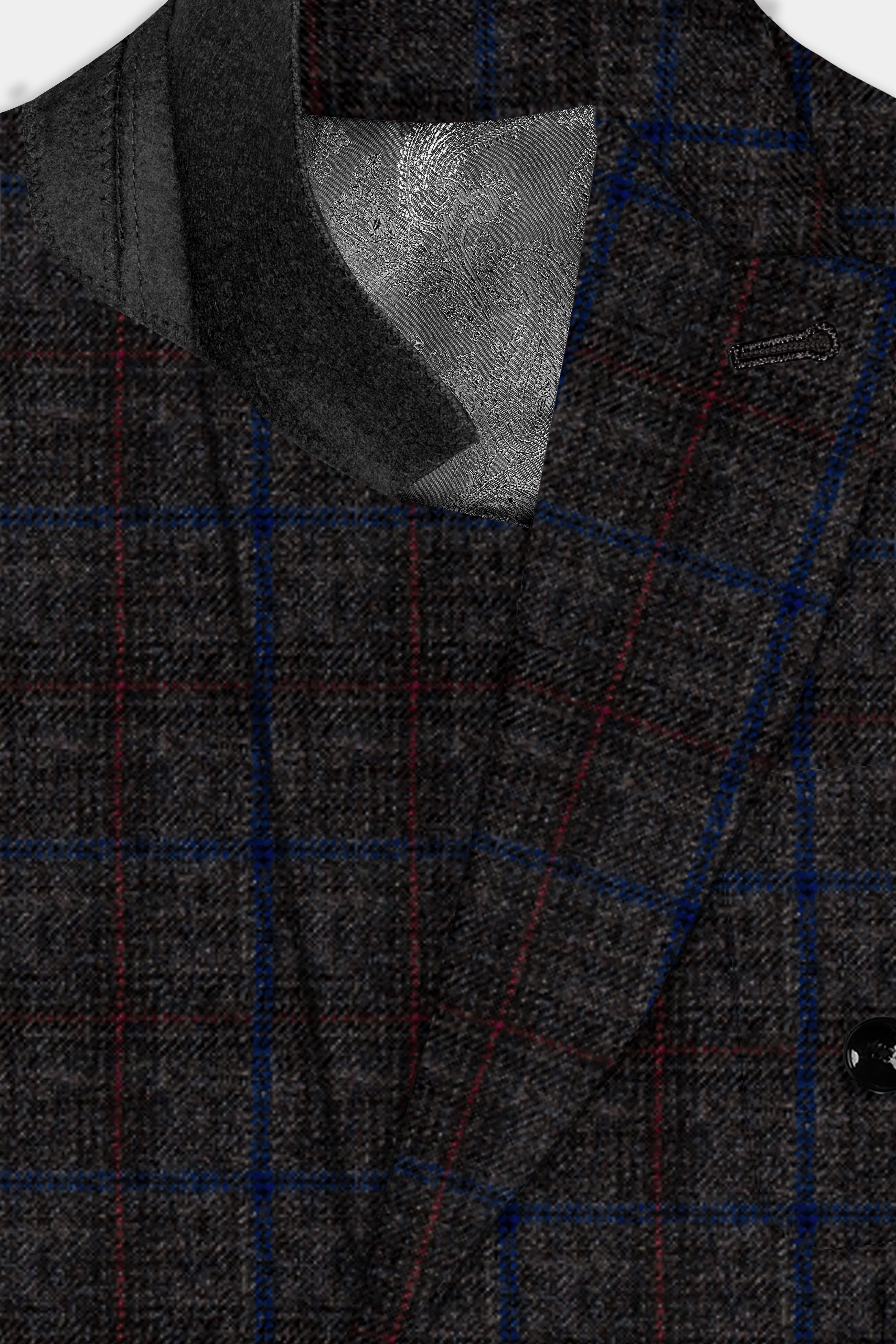Stormborne-Zeus Gray And Tangaroa Blue Plaid Tweed Double Breasted Sports Suit