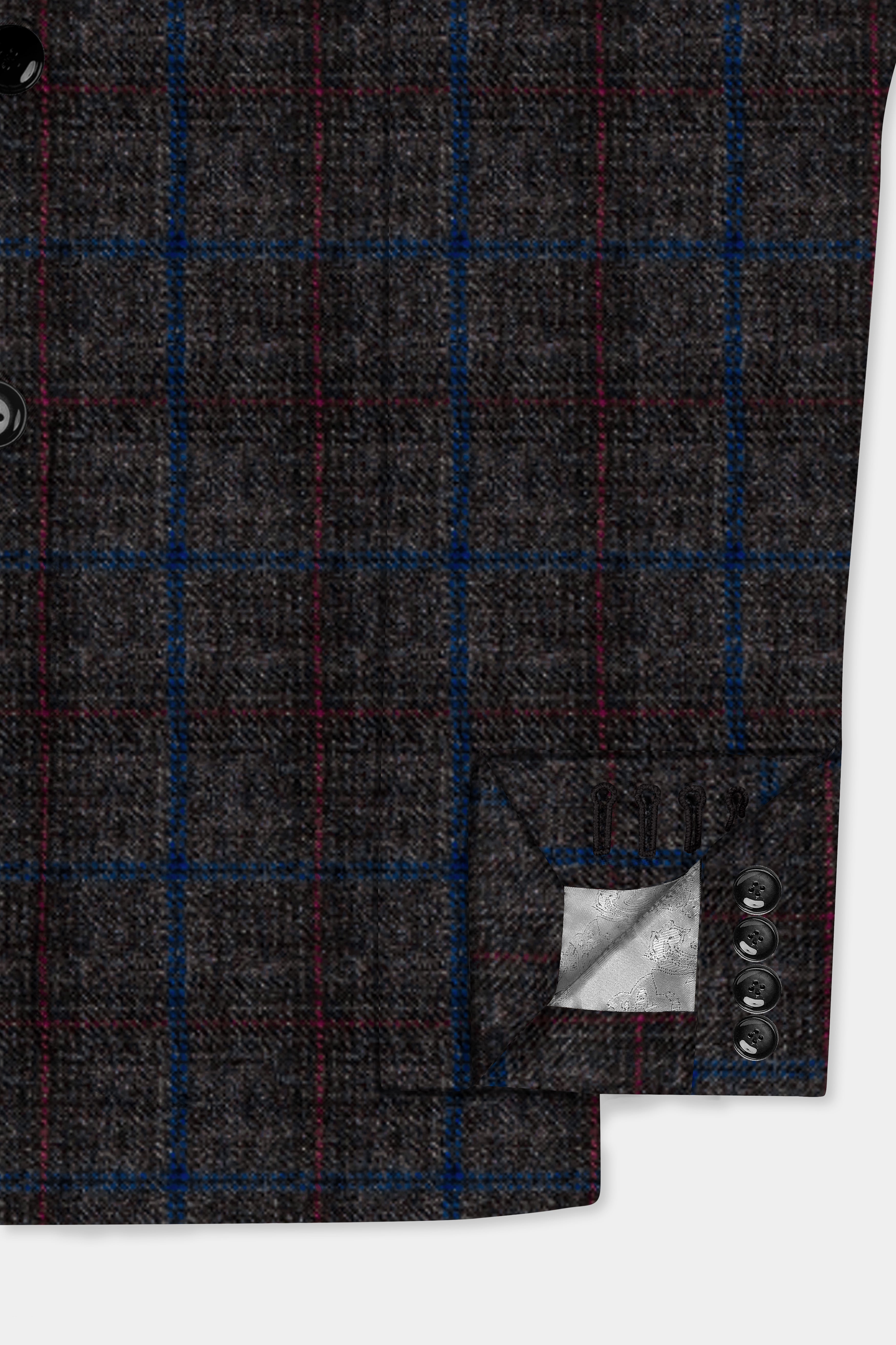 Stormborne-Zeus Gray And Tangaroa Blue Plaid Tweed Double Breasted Sports Suit