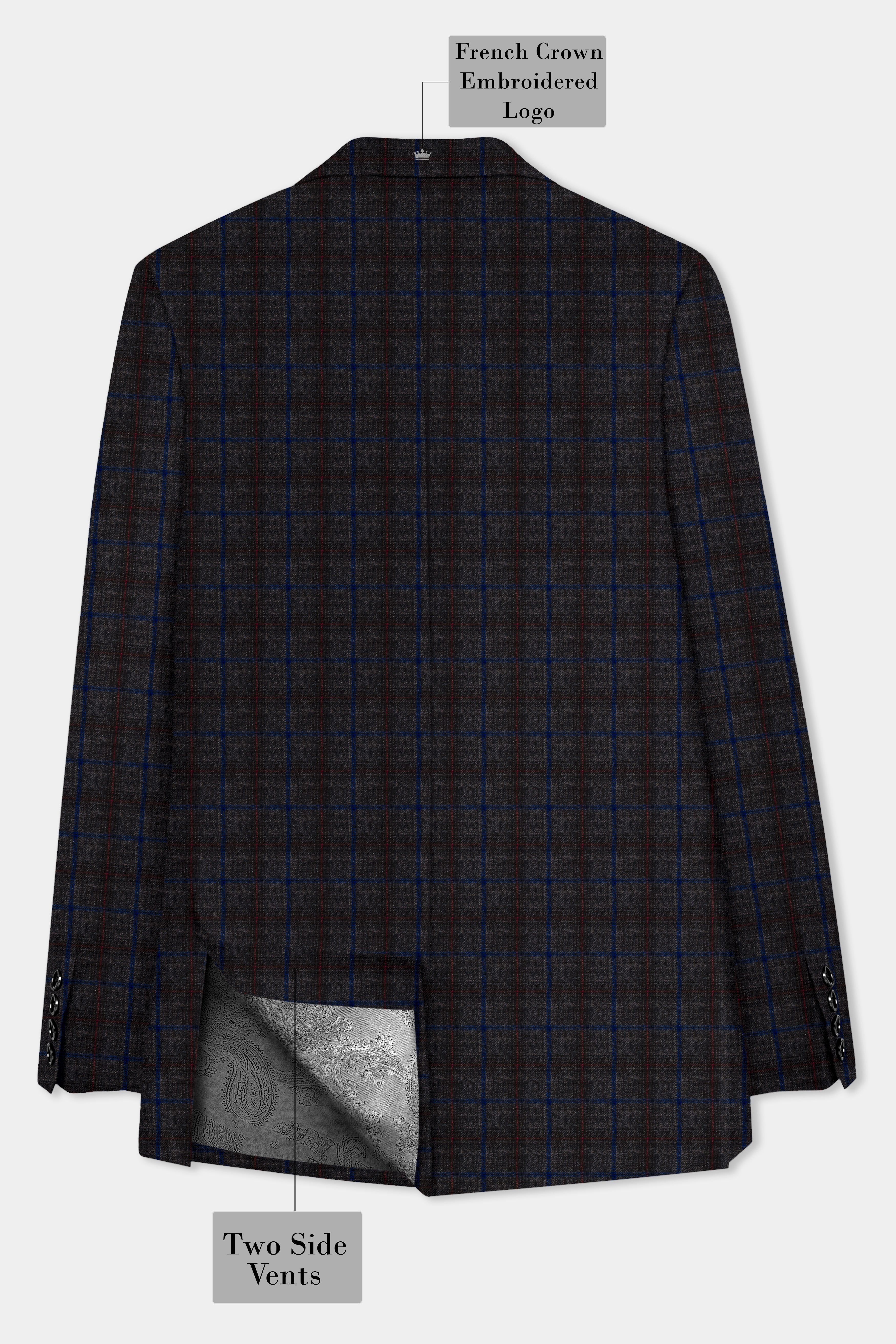 Stormborne-Zeus Gray And Tangaroa Blue Plaid Tweed Double Breasted Sports Suit