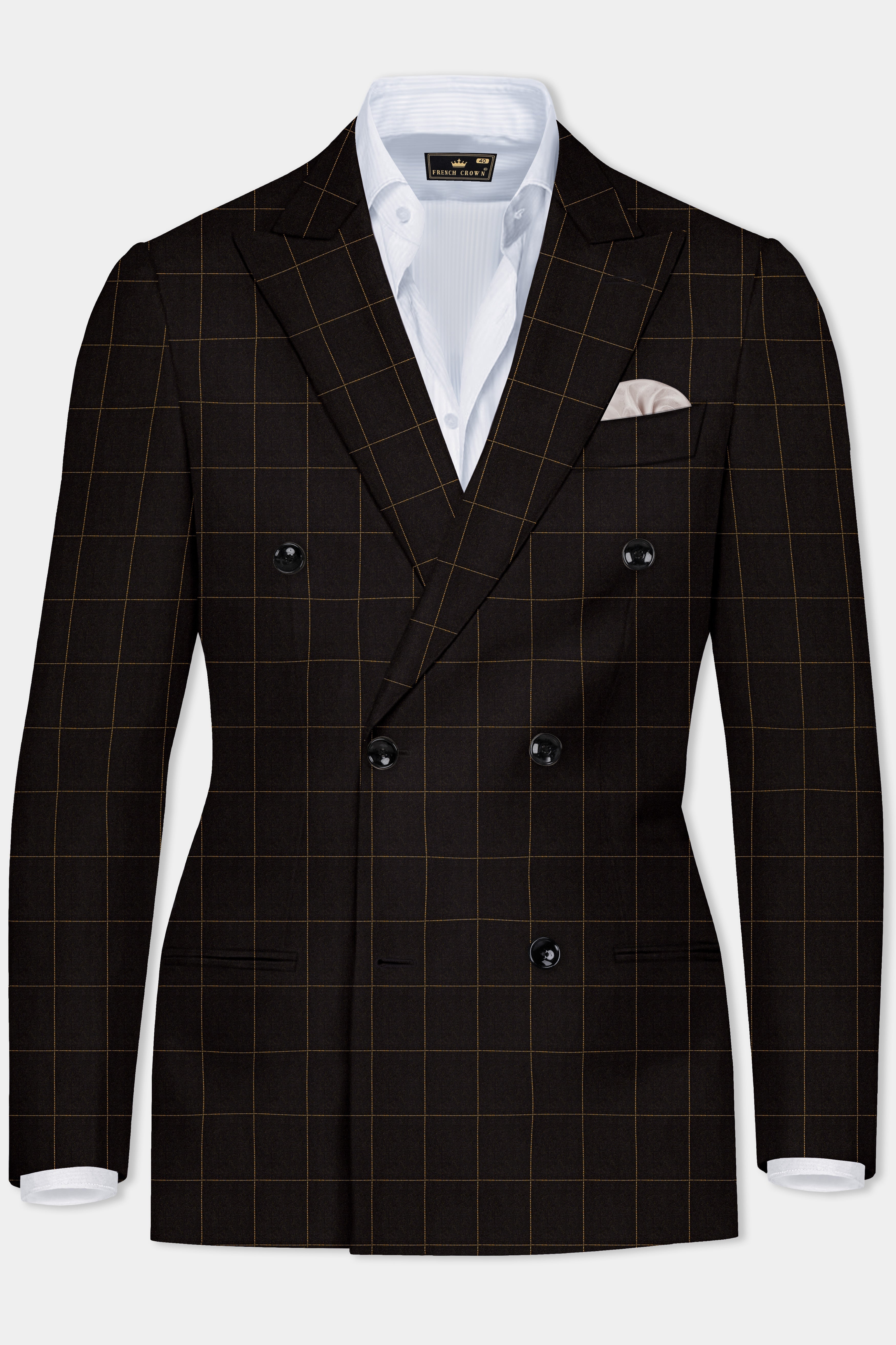 Walnut Crest-Bunker Brown Windows Wool Rich Double Breasted Suit