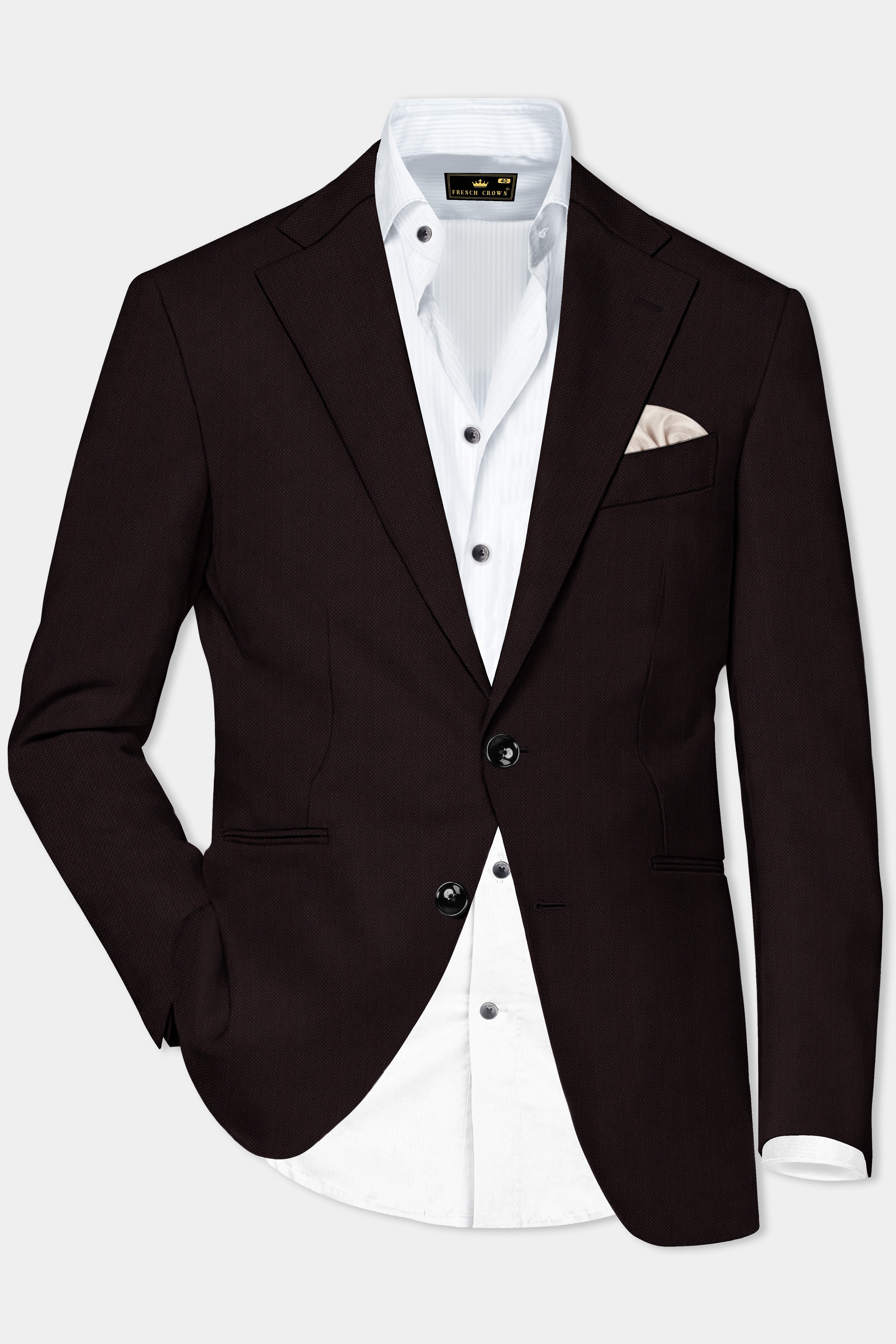 Charred Mocha-Asphalt Brown Solid Wool Rich Single Breasted Suit