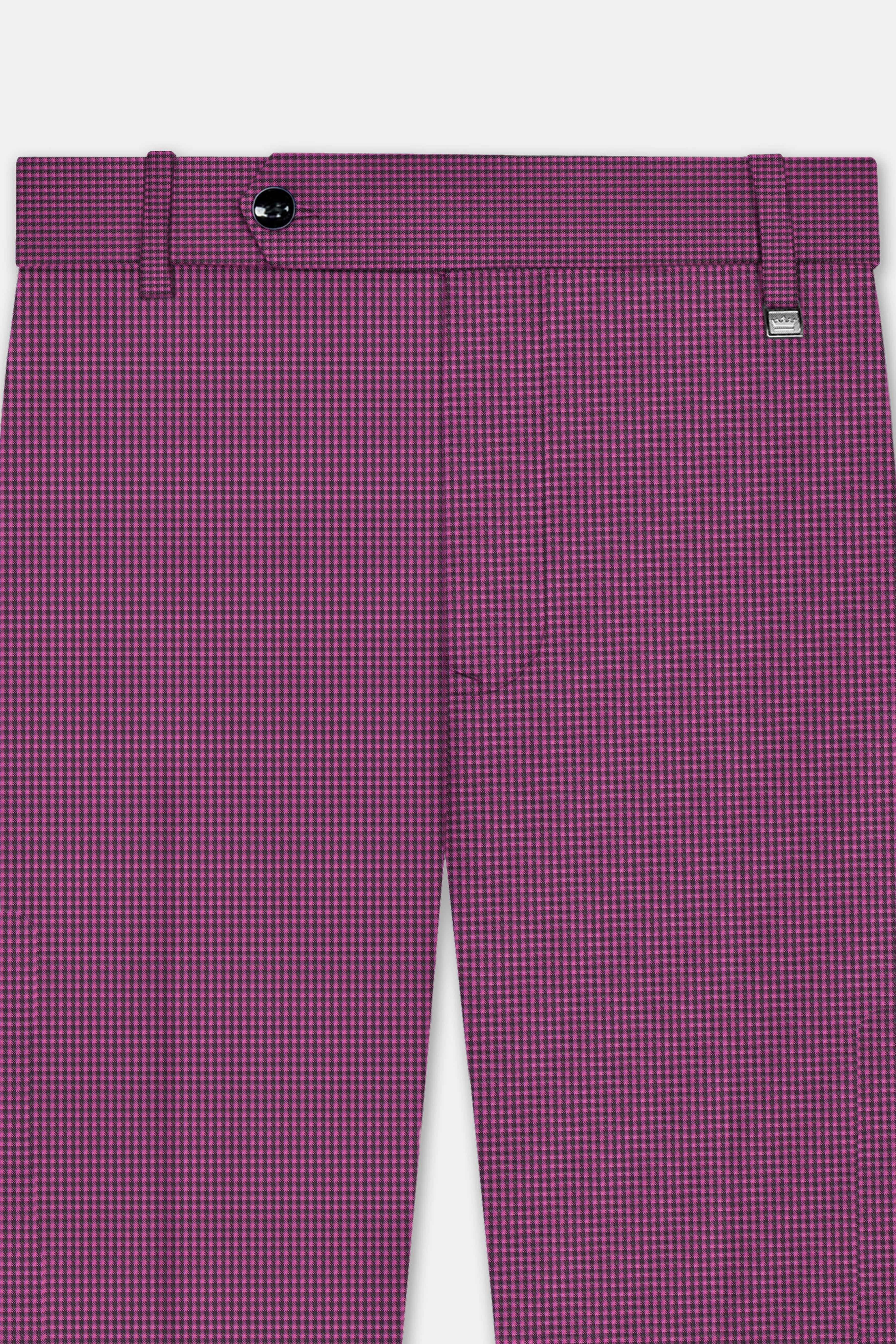 Orchid-Plum Pink Gingham Plaid Wool Rich Double Breasted Suit