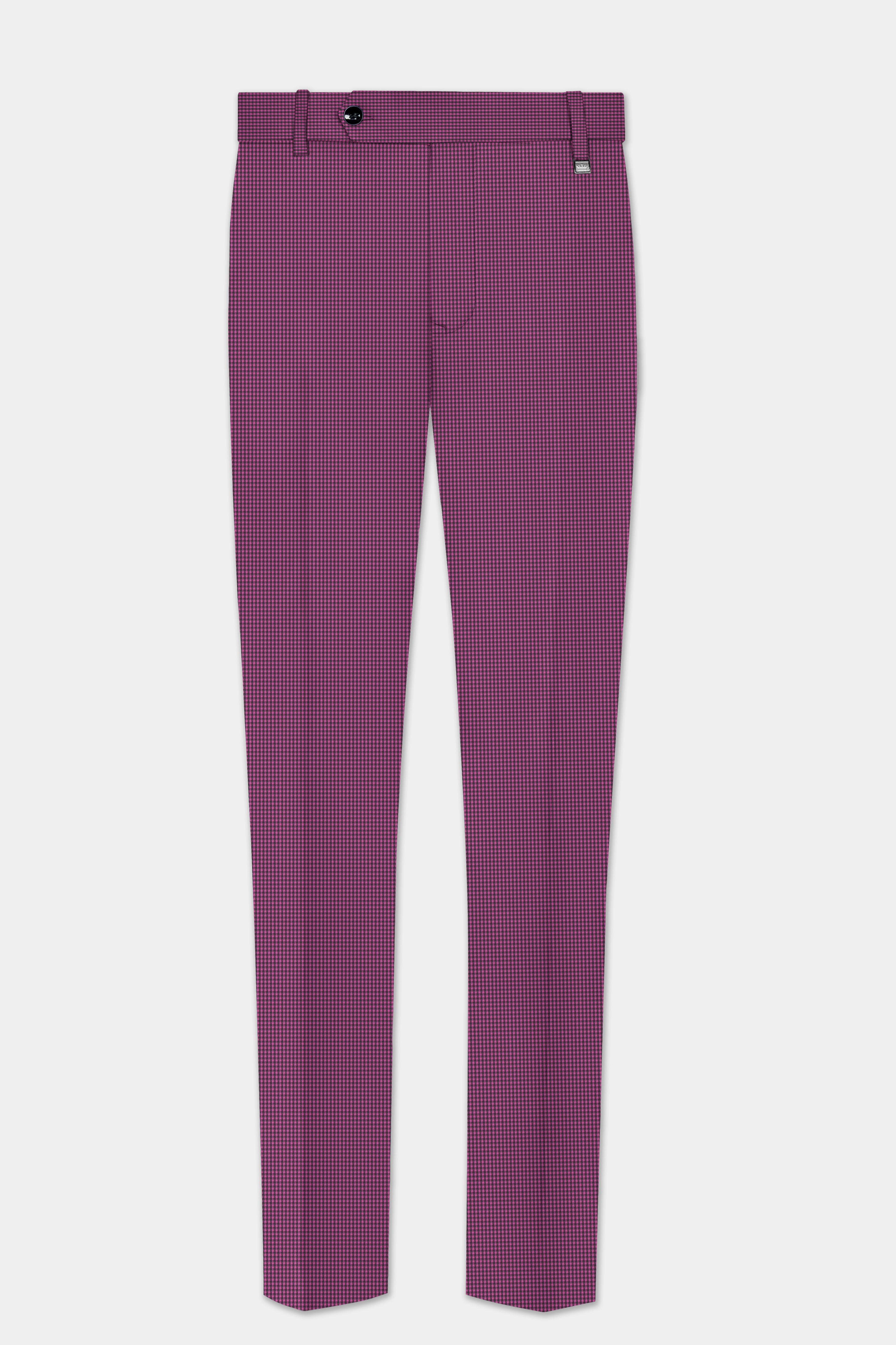 Orchid-Plum Pink Gingham Plaid Wool Rich Double Breasted Suit