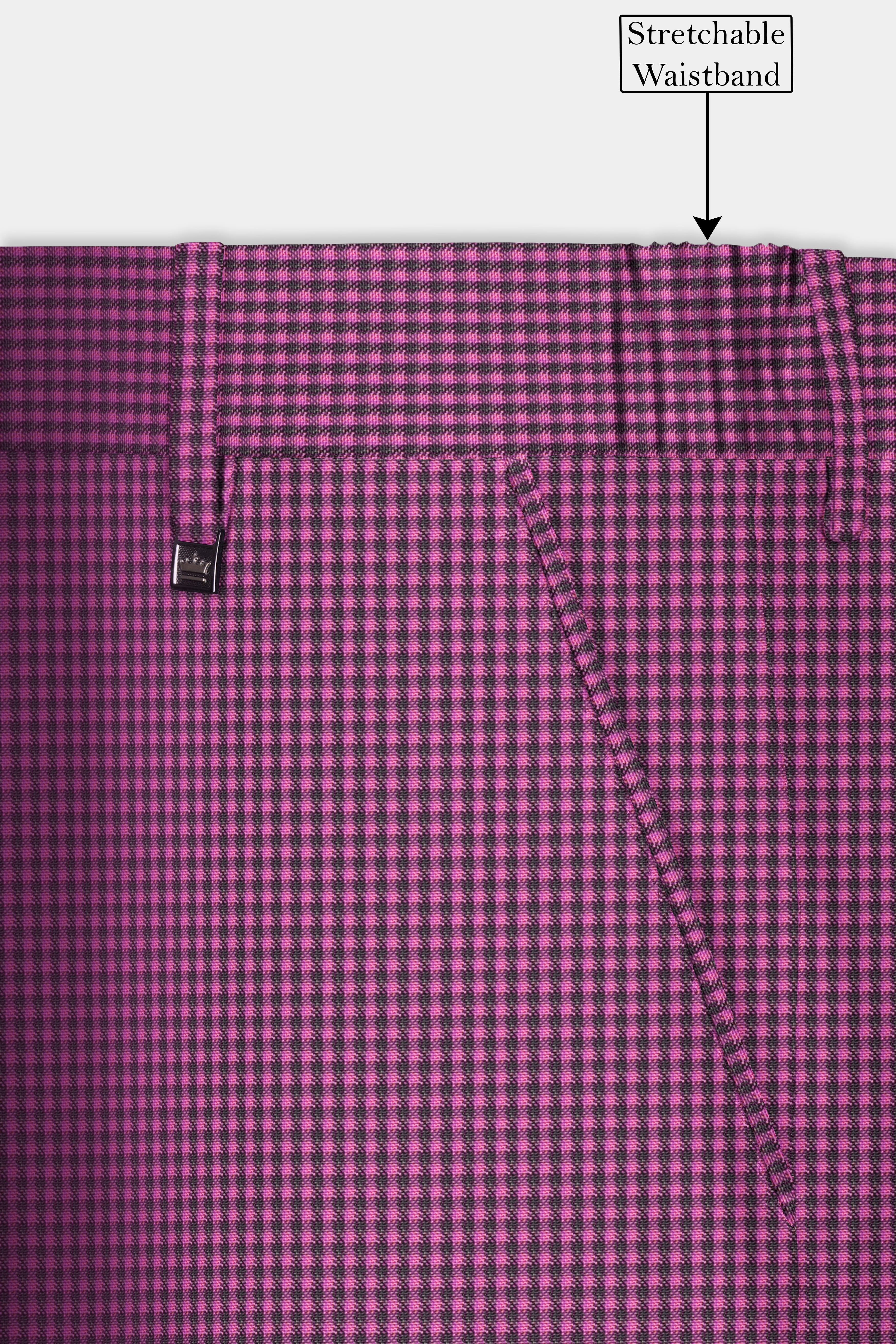 Orchid-Plum Pink Gingham Plaid Wool Rich Double Breasted Suit