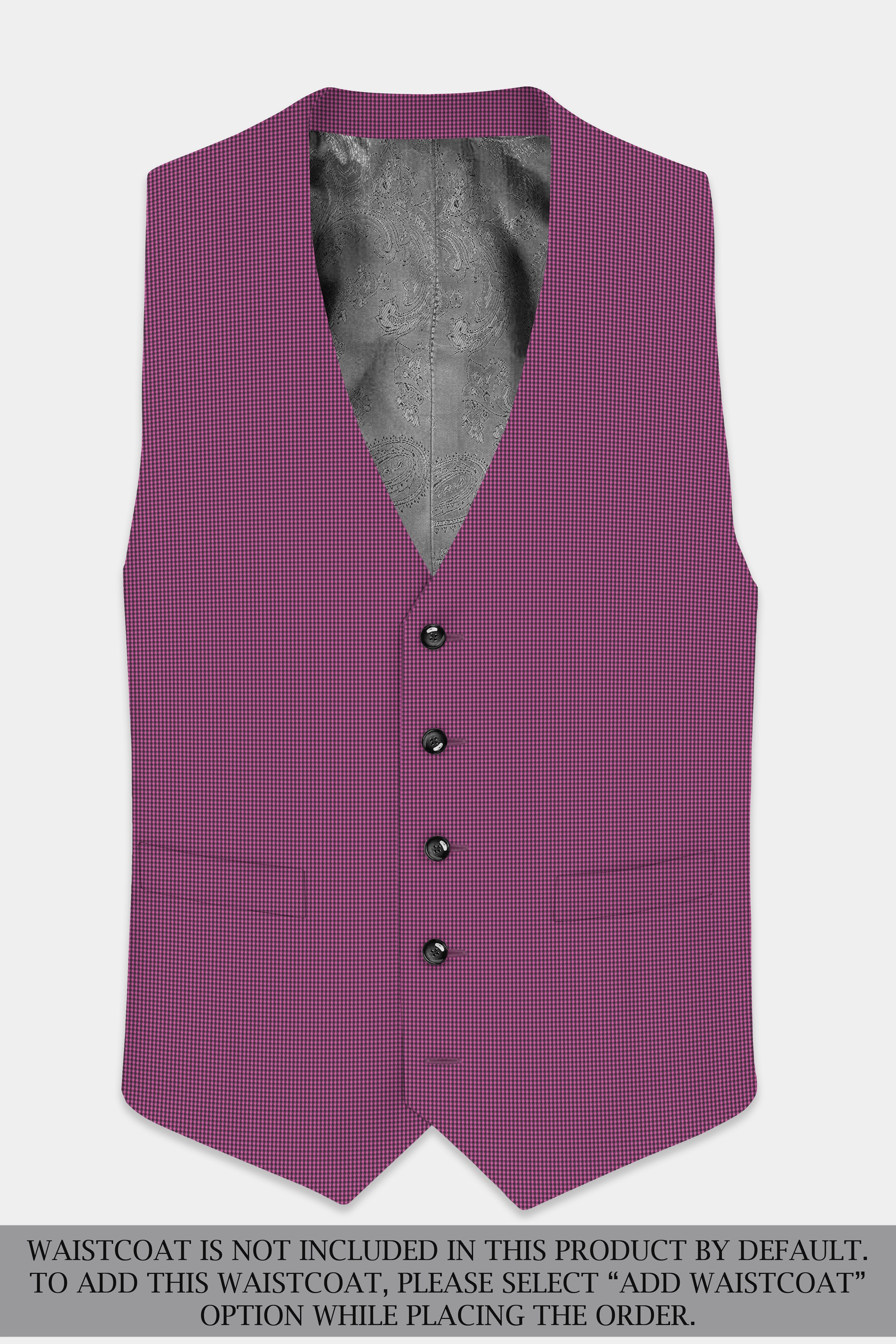 Orchid-Plum Pink Gingham Plaid Wool Rich Double Breasted Suit