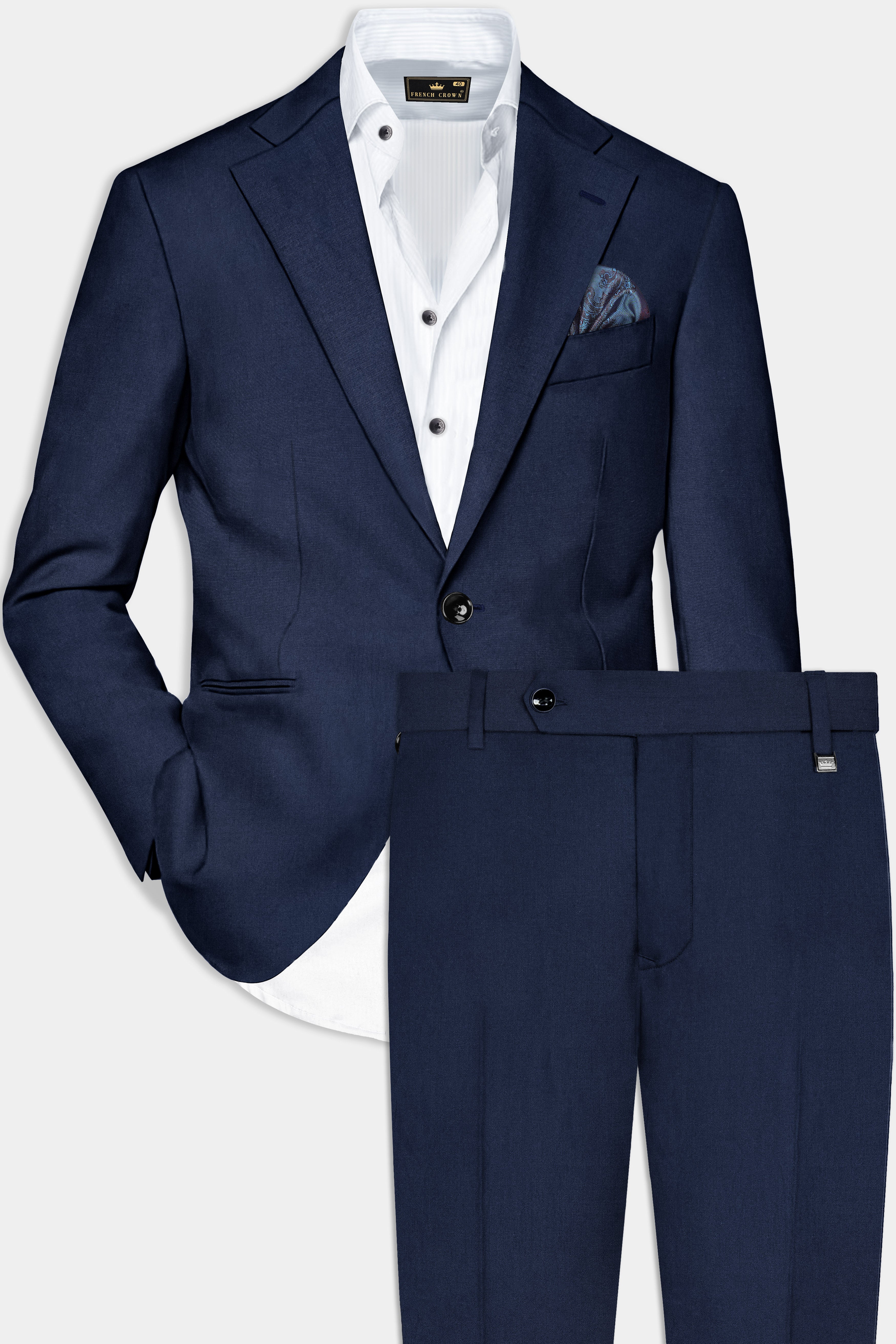 Navy Subtle Sheen Wool Blend Suit