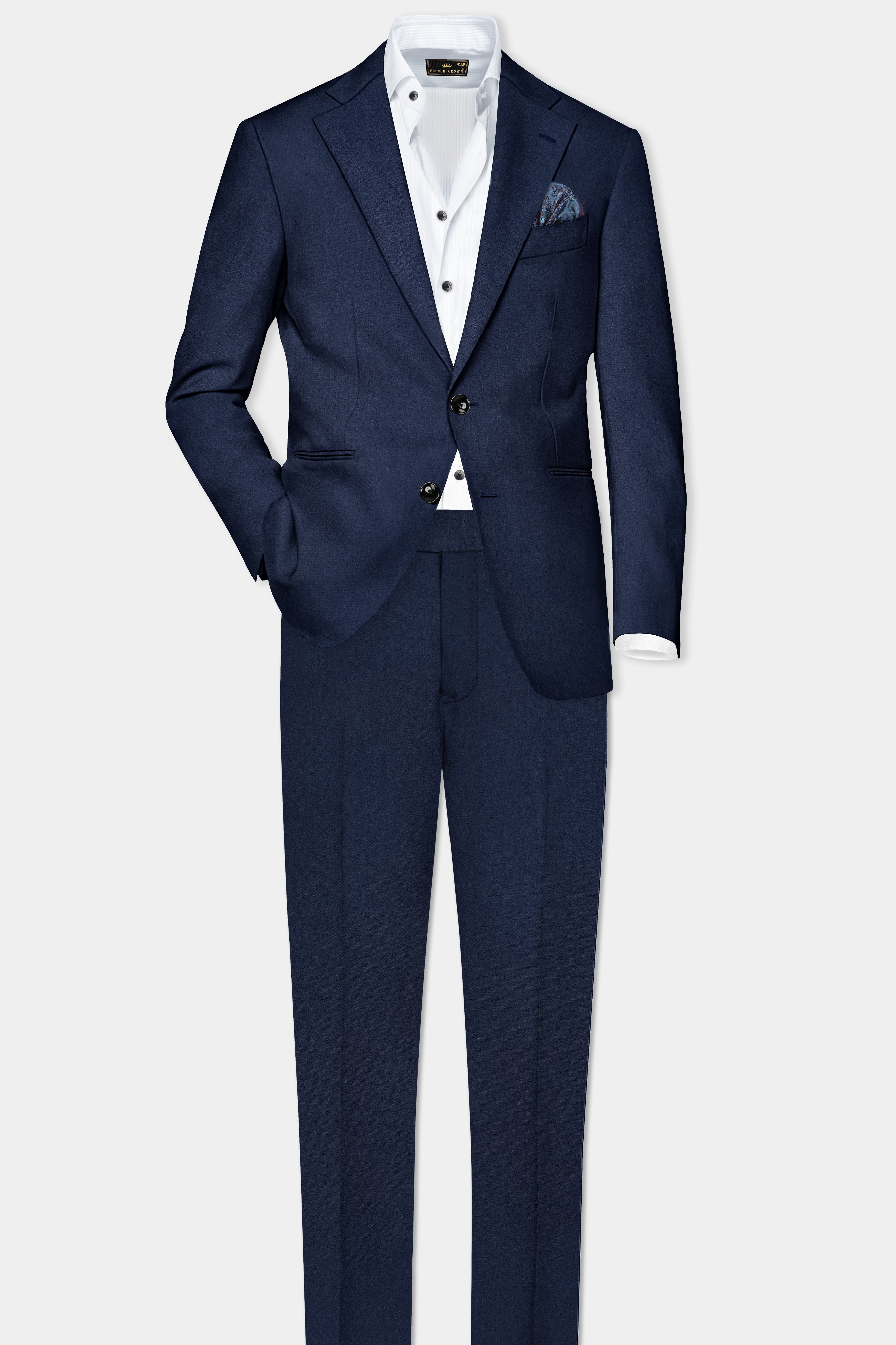 Navy Subtle Sheen Wool Blend Suit